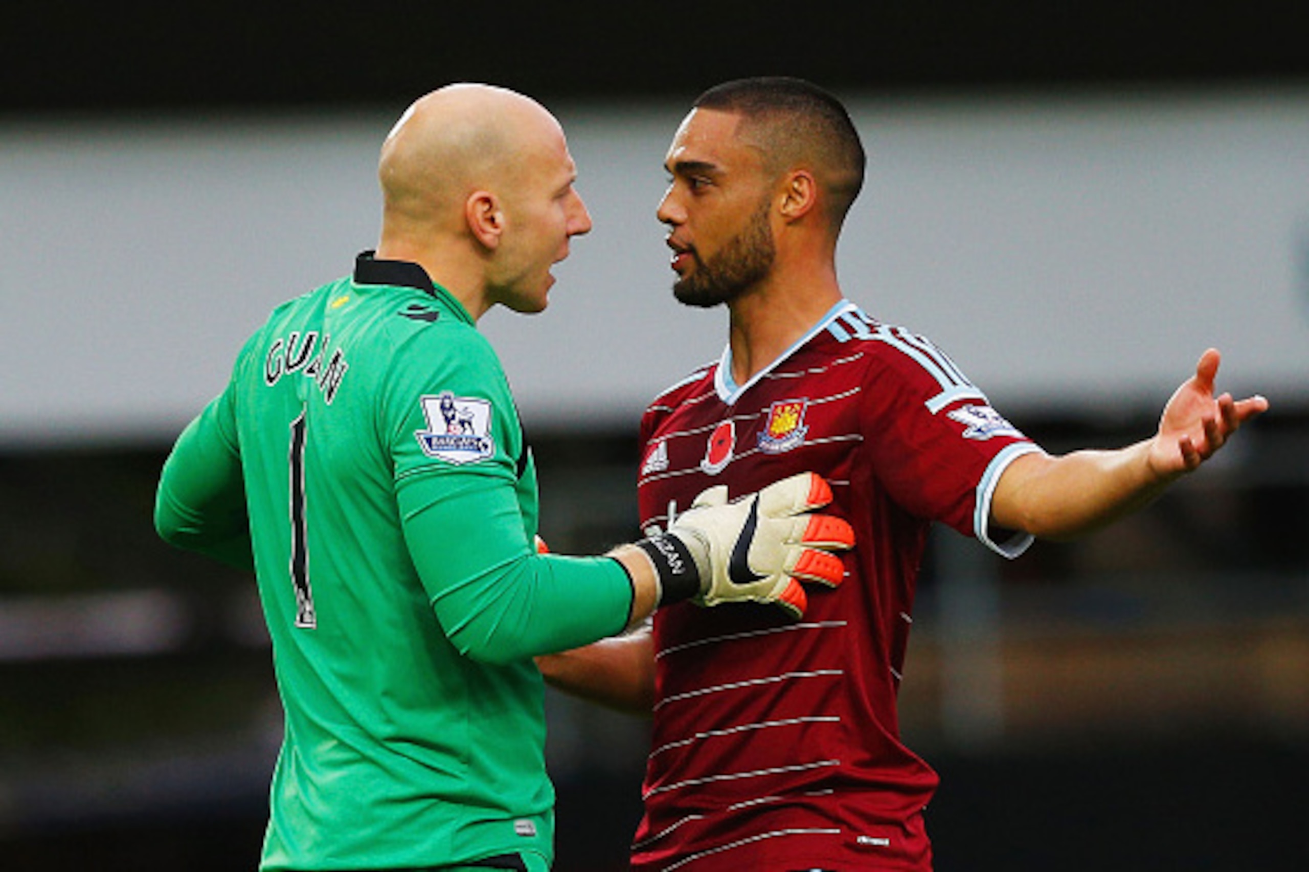 LONDON, ENGLAND - NOVEMBER 08: Brad Guzan of Aston Villa and Winston Reid of West Ham United clash during the Barclays Premier League match between West Ham United and Aston Villa at Boleyn Ground on November 8, 2014 in London, England. (Photo by Harry LONDON, ENGLAND - NOVEMBER 08: Brad Guzan of Aston Villa and Winston Reid of West Ham United clash during the Barclays Premier League match between West Ham United and Aston Villa at Boleyn Ground on November 8, 2014 in London, England. (Photo by Harry