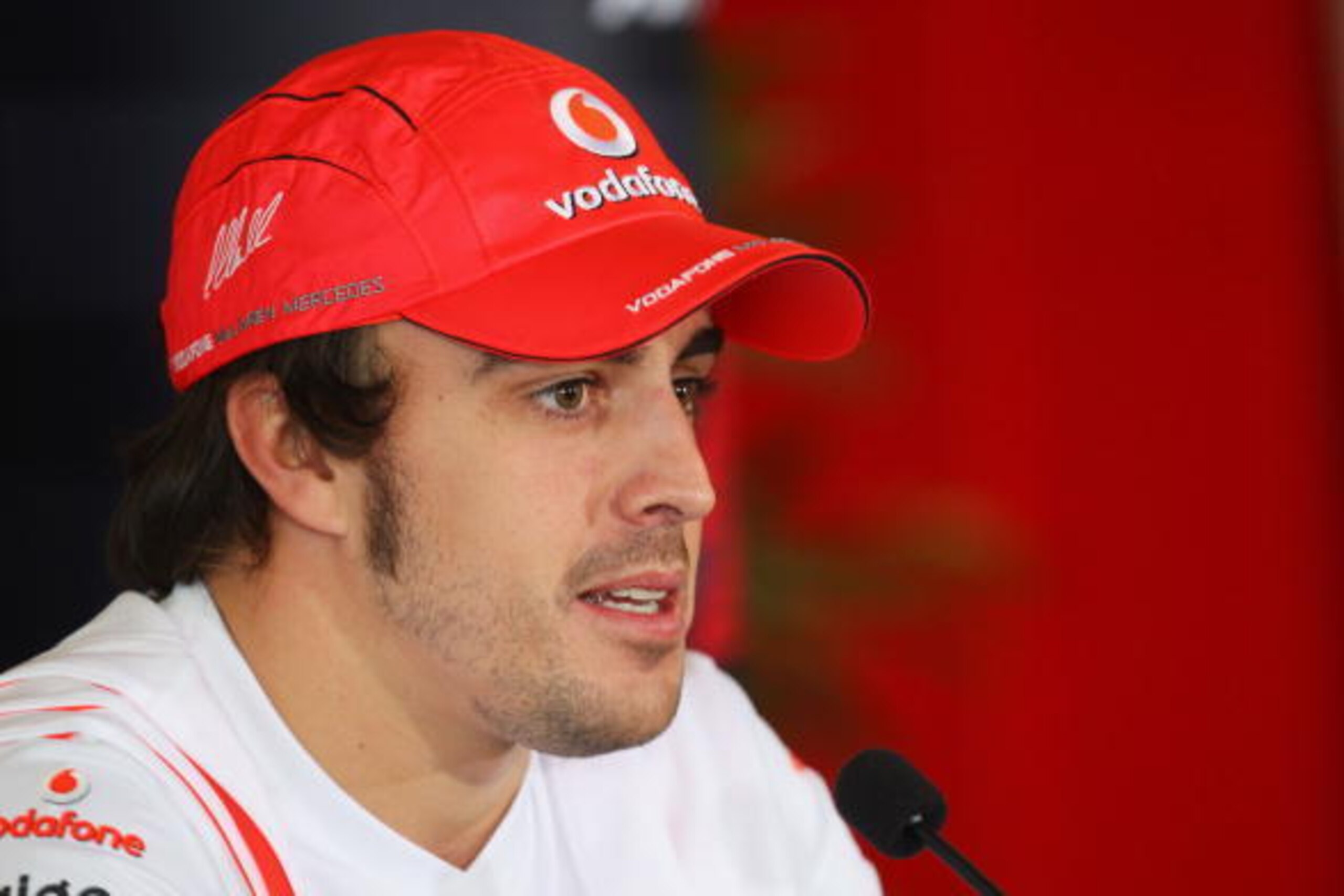 SHANGHAI, CHINA - OCTOBER 04:  Fernando Alonso of Spain and McLaren Mercedes appears at the drivers press conference during previews prior to the Chinese Formula One Grand Prix at the Shanghai International Circuit on October 4, 2007 in Shanghai, China.  