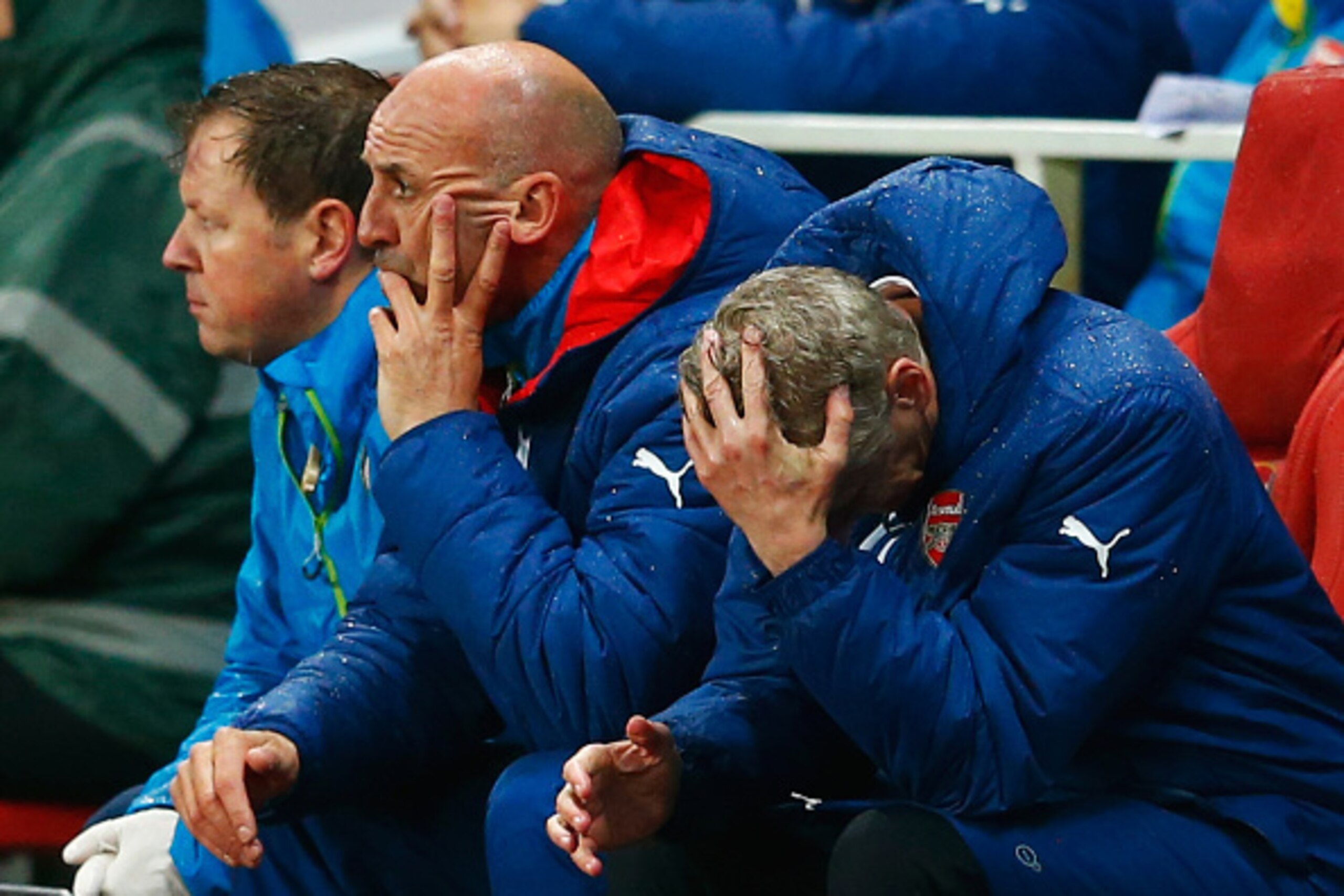 LONDON, ENGLAND - NOVEMBER 04: Arsene Wenger, manager of Arsenal reacts on the bench as a 3-0 lead is lost during the UEFA Champions League Group D match between Arsenal FC and RSC Anderlecht at Emirates Stadium on November 4, 2014 in London, United King LONDON, ENGLAND - NOVEMBER 04: Arsene Wenger, manager of Arsenal reacts on the bench as a 3-0 lead is lost during the UEFA Champions League Group D match between Arsenal FC and RSC Anderlecht at Emirates Stadium on November 4, 2014 in London, United King