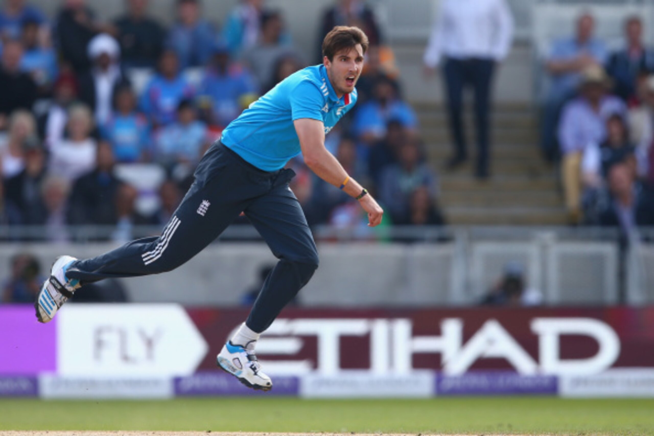 BIRMINGHAM, ENGLAND - SEPTEMBER 02: Steven Finn of England during the fourth Royal London One-Day Series match between England and India at Edgbaston on September 2, 2014 in Birmingham, England. (Photo by Michael Steele/Getty Images) BIRMINGHAM, ENGLAND - SEPTEMBER 02: Steven Finn of England during the fourth Royal London One-Day Series match between England and India at Edgbaston on September 2, 2014 in Birmingham, England. (Photo by Michael Steele/Getty Images)