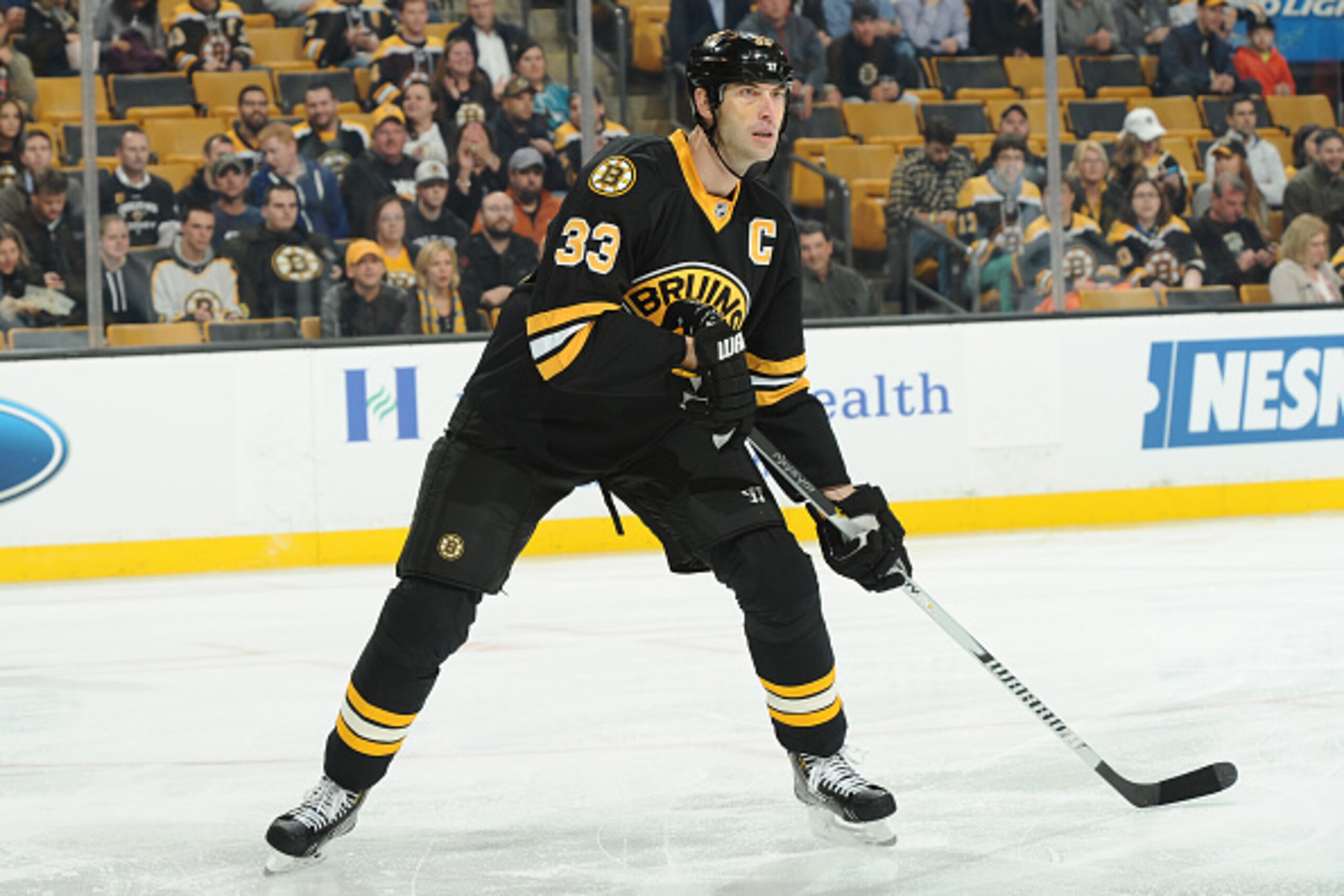 BOSTON, MA - OCTOBER 21: Zdeno Chara #33 of the Boston Bruins watches the play against the San Jose Sharks at the TD Garden on October 21, 2014 in Boston, Massachusetts. (Photo by Steve Babineau/NHLI via Getty Images) BOSTON, MA - OCTOBER 21: Zdeno Chara #33 of the Boston Bruins watches the play against the San Jose Sharks at the TD Garden on October 21, 2014 in Boston, Massachusetts. (Photo by Steve Babineau/NHLI via Getty Images)
