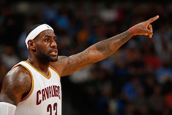 DENVER, CO - NOVEMBER 07:  LeBron James #23 of the Cleveland Cavaliers leads his team against the Denver Nuggets at Pepsi Center on November 7, 2014 in Denver, Colorado. The Cavaliers defeated the Nuggets 110-101. NOTE TO USER: User expressly acknowledges