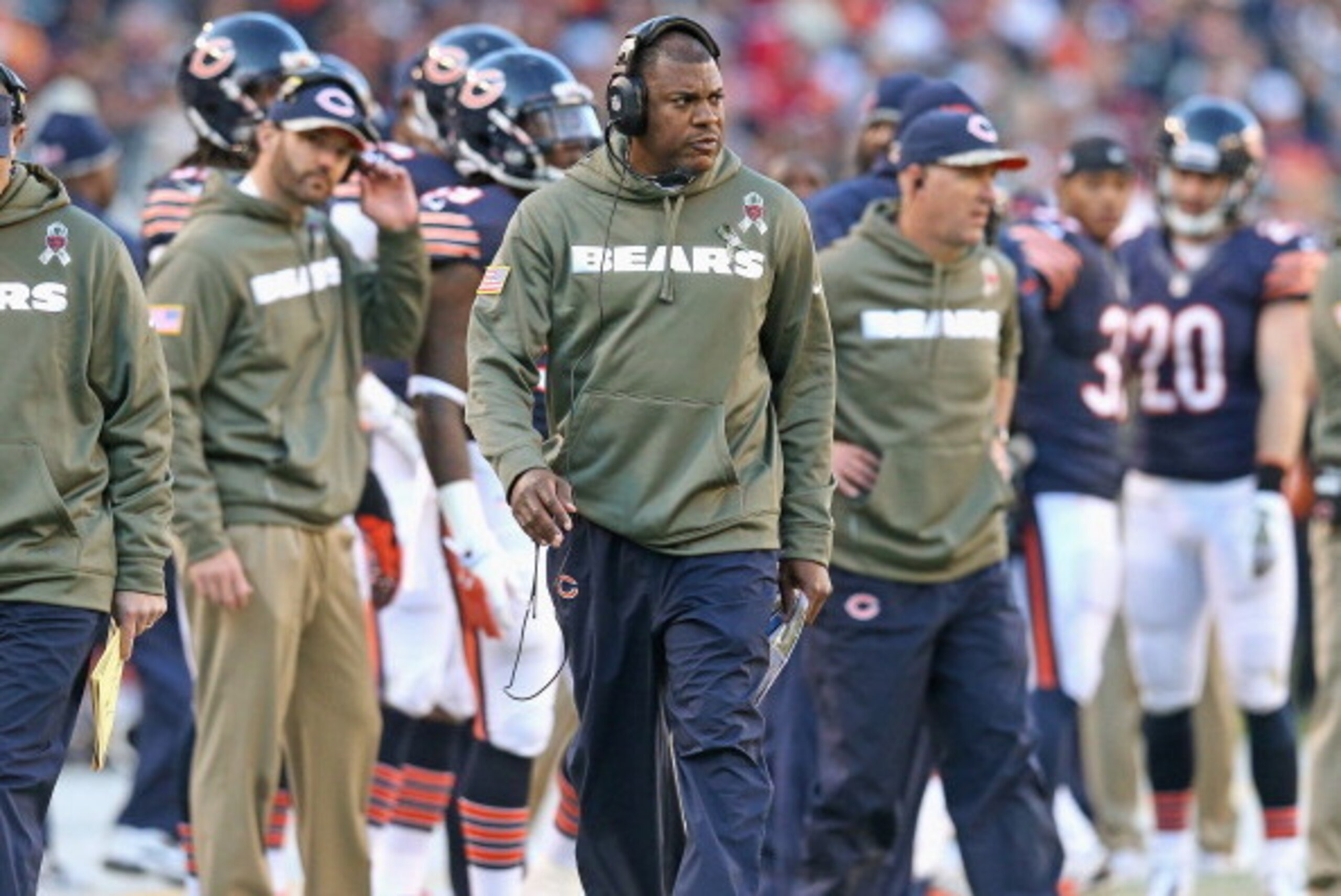 CHICAGO, IL - NOVEMBER 10: Defensive coordinator Mel Tucker of the Chicago Bears watches his team against the Detroit Lions at Soldier Field on November 10, 2013 in Chicago, Illinois. The Lions defeated the Bears 21-19.  (Photo by Jonathan Daniel/Getty Im