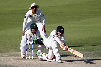 ABU DHABI, UNITED ARAB EMIRATES - NOVEMBER 11:  Tom Latham of New Zealand bats during Day Three of the First Test between Pakistan and New Zealand at Sheikh Zayed stadium on November 11, 2014 in Abu Dhabi, United Arab Emirates.  (Photo by Francois Nel/Get