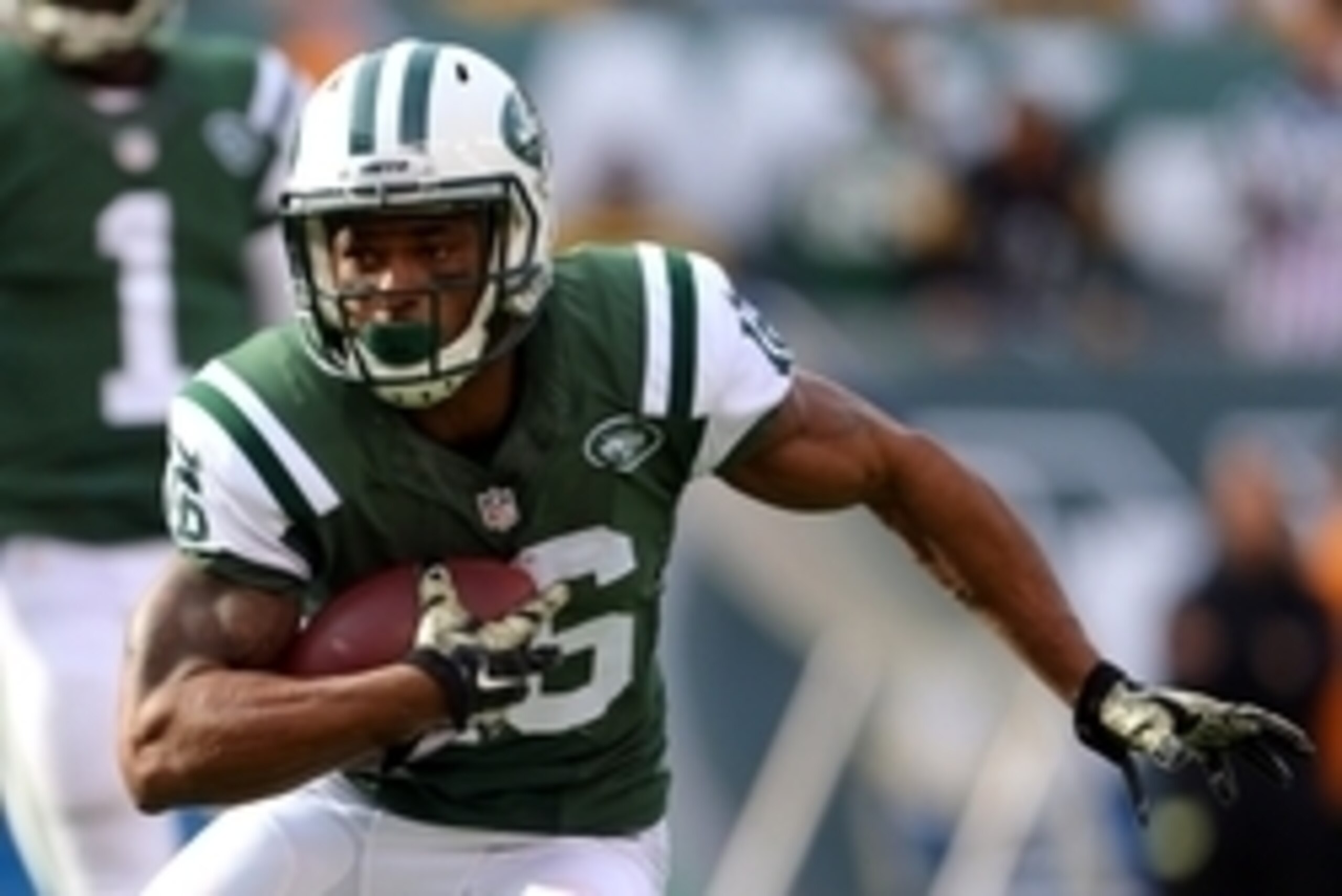 Nov 9, 2014; East Rutherford, NJ, USA; New York Jets wide receiver Percy Harvin (16) rushes against the Pittsburgh Steelers during the first quarter at MetLife Stadium. Mandatory Credit: Adam Hunger-USA TODAY Sports