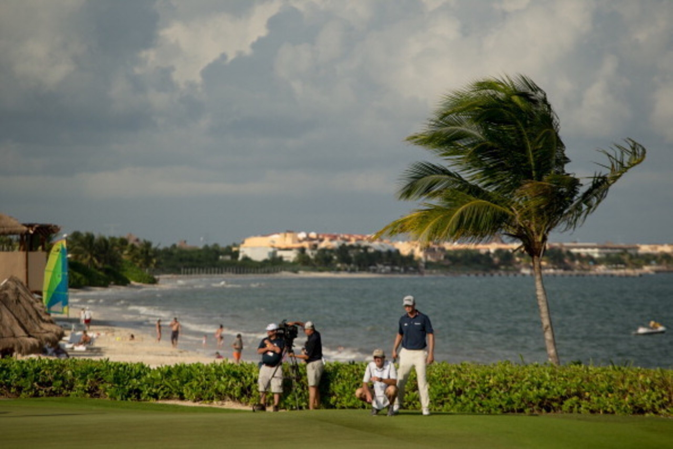 RIVIERA MAYA, MEXICO - NOVEMBER 17: Harris English of the United States lines up a putt at the 15th hole during the final round of the 2013 OHL Classic at Mayakoba, played at El Camaleon Golf Club  on November 17, 2013 in Playa Del Carmen, Mexico. (Photo 