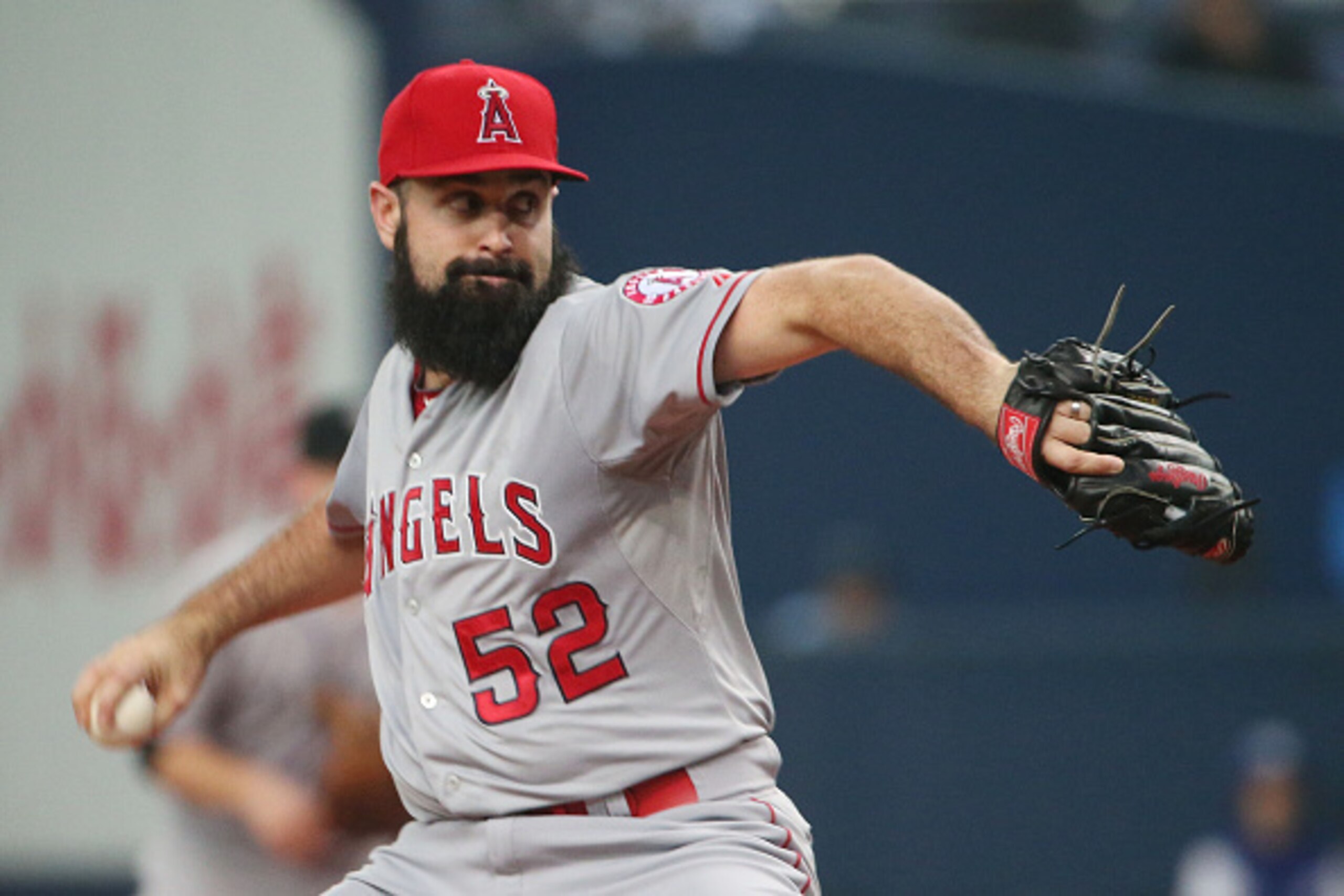 OSAKA, JAPAN - NOVEMBER 12:  Starting pitcher Matt Shoemaker #52 of the Los Angeles Angels of Anaheim pitches in the first inning during the Game one of Samurai Japan and MLB All Stars at Kyocera Dome Osaka on November 12, 2014 in Osaka, Japan.  (Photo by