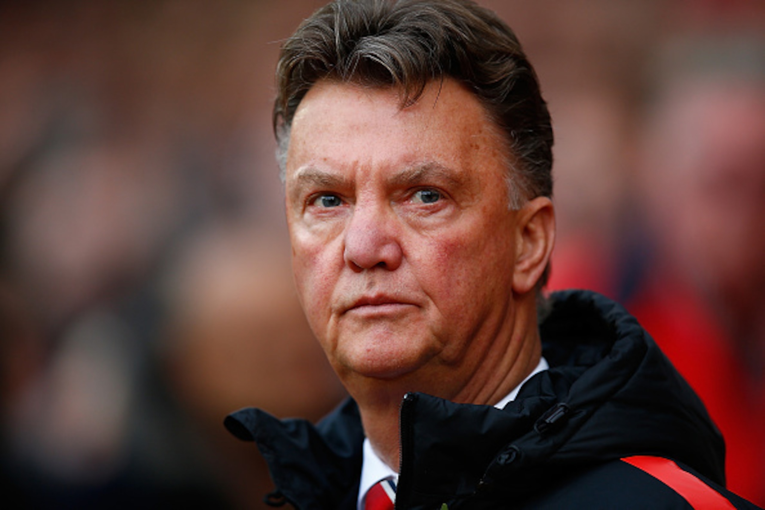 MANCHESTER, ENGLAND - NOVEMBER 08:  Manchester United Manager Louis van Gaal looks on prior to the Barclays Premier League match between Manchester United and Crystal Palace at Old Trafford on November 8, 2014 in Manchester, England.  (Photo by Clive Rose