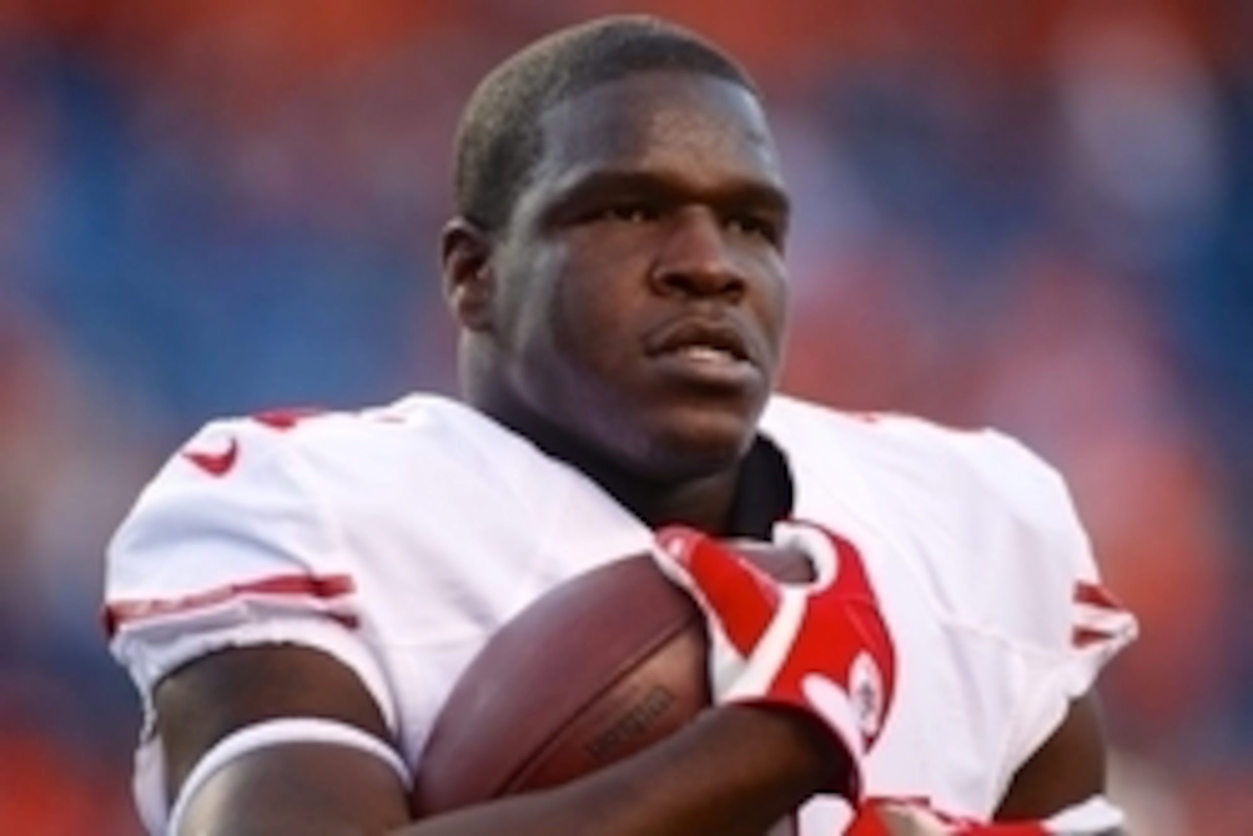 Oct 19, 2014; Denver, CO, USA; San Francisco 49ers running back Frank Gore (21) prior to the game against the Denver Broncos at Sports Authority Field at Mile High. Mandatory Credit: Chris Humphreys-USA TODAY Sports