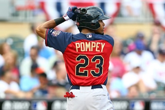 MINNEAPOLIS, MN - JULY 13:  Dalton Pompey of the World Team during the SiriusXM All-Star Futures Game at Target Field on July 13, 2014 in Minneapolis, Minnesota.  (Photo by Elsa/Getty Images)