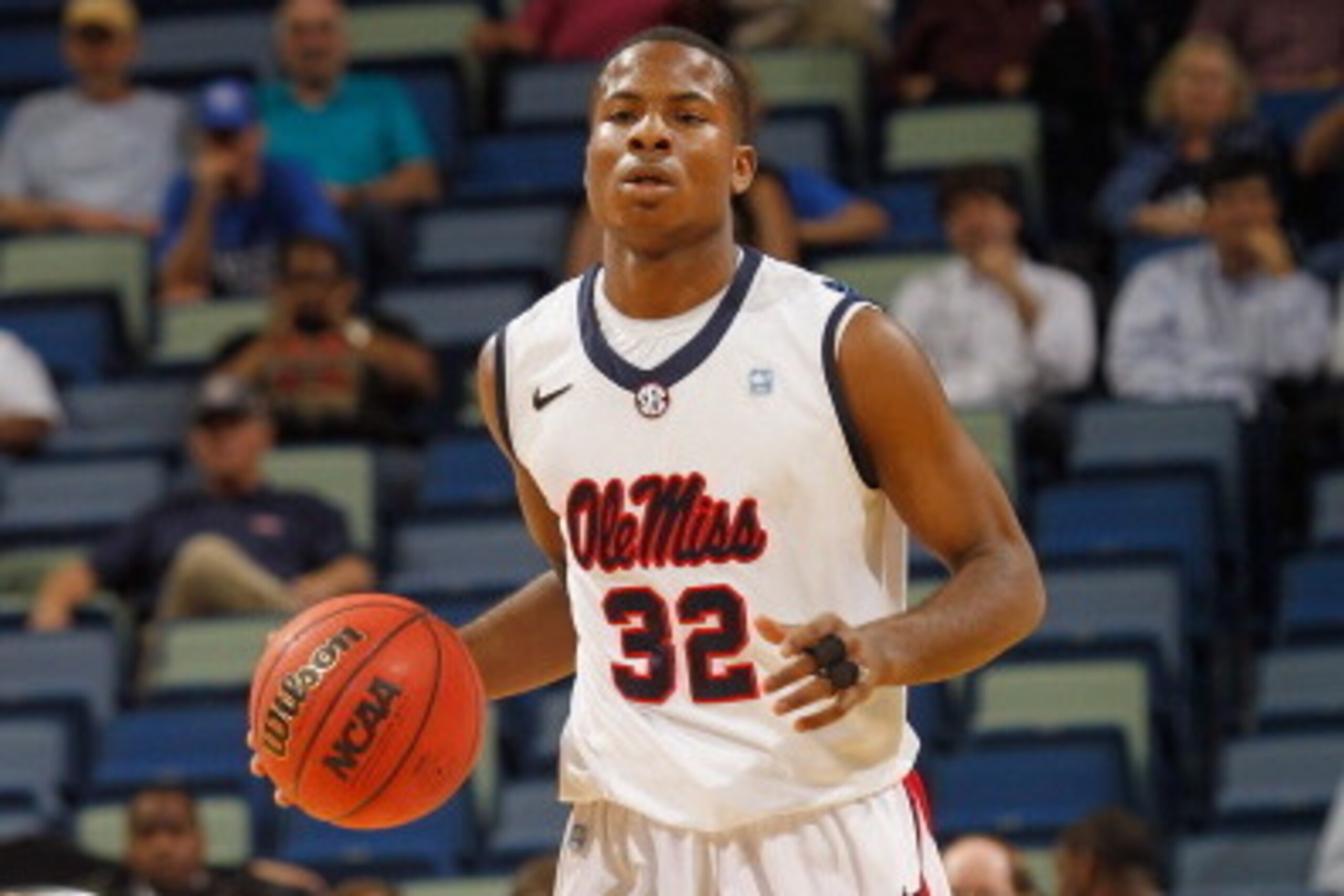 NEW ORLEANS, LA - MARCH 08:  Jarvis Summers #32 of the Ole Miss during the first round of the SEC Basketball Tournament at the New Orleans Arena on March 8, 2012 in New Orleans, Louisiana.  (Photo by Chris Graythen/Getty Images)