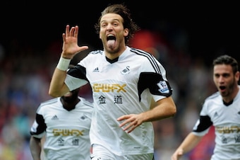 LONDON, ENGLAND - SEPTEMBER 22:  Michu of Swansea City celebtates his goal during the Barclays Premier League match between Crystal Palace and Swansea City at Selhurst Park on September 22, 2013 in London, England.  (Photo by Jamie McDonald/Getty Images)