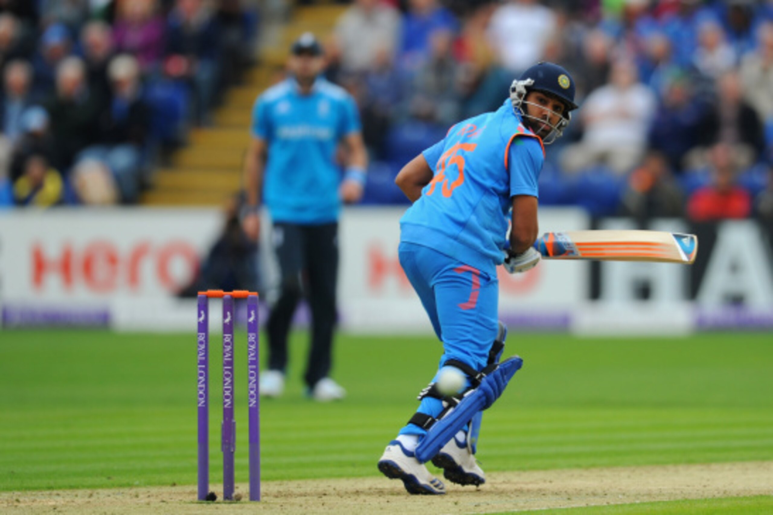 CARDIFF, WALES - AUGUST 27:  India batsman Rohit Sharma picks up some runs during the 2nd  Royal London One Day International match between England and India at SWALEC Stadium on August 27, 2014 in Cardiff, Wales.  (Photo by Stu Forster/Getty Images)