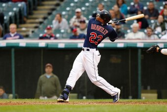 CLEVELAND, OH - SEPTEMBER 11:  Michael Brantley #23 of the Cleveland Indians bats against the Minnesota Twins during the eighth inning of the second game a doubleheader on September 11, 2014 at Progressive Field in Cleveland, Ohio.  The Indians defeated t
