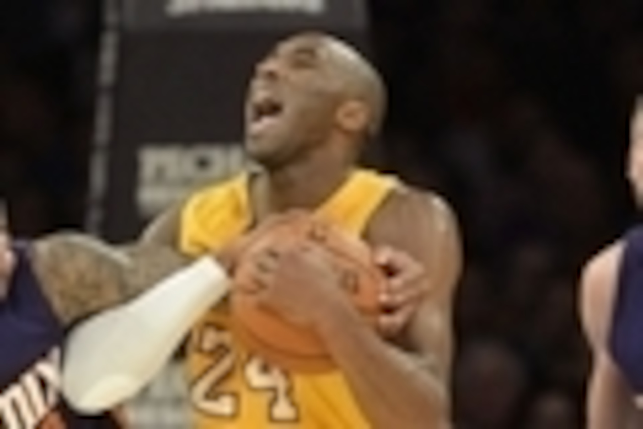 Nov 4, 2014; Los Angeles, CA, USA; Phoenix Suns guard Isaiah Thomas (3) fights for the basketball with Los Angeles Lakers guard Kobe Bryant (24) during the first half at Staples Center. Mandatory Credit: Richard Mackson-USA TODAY Sports