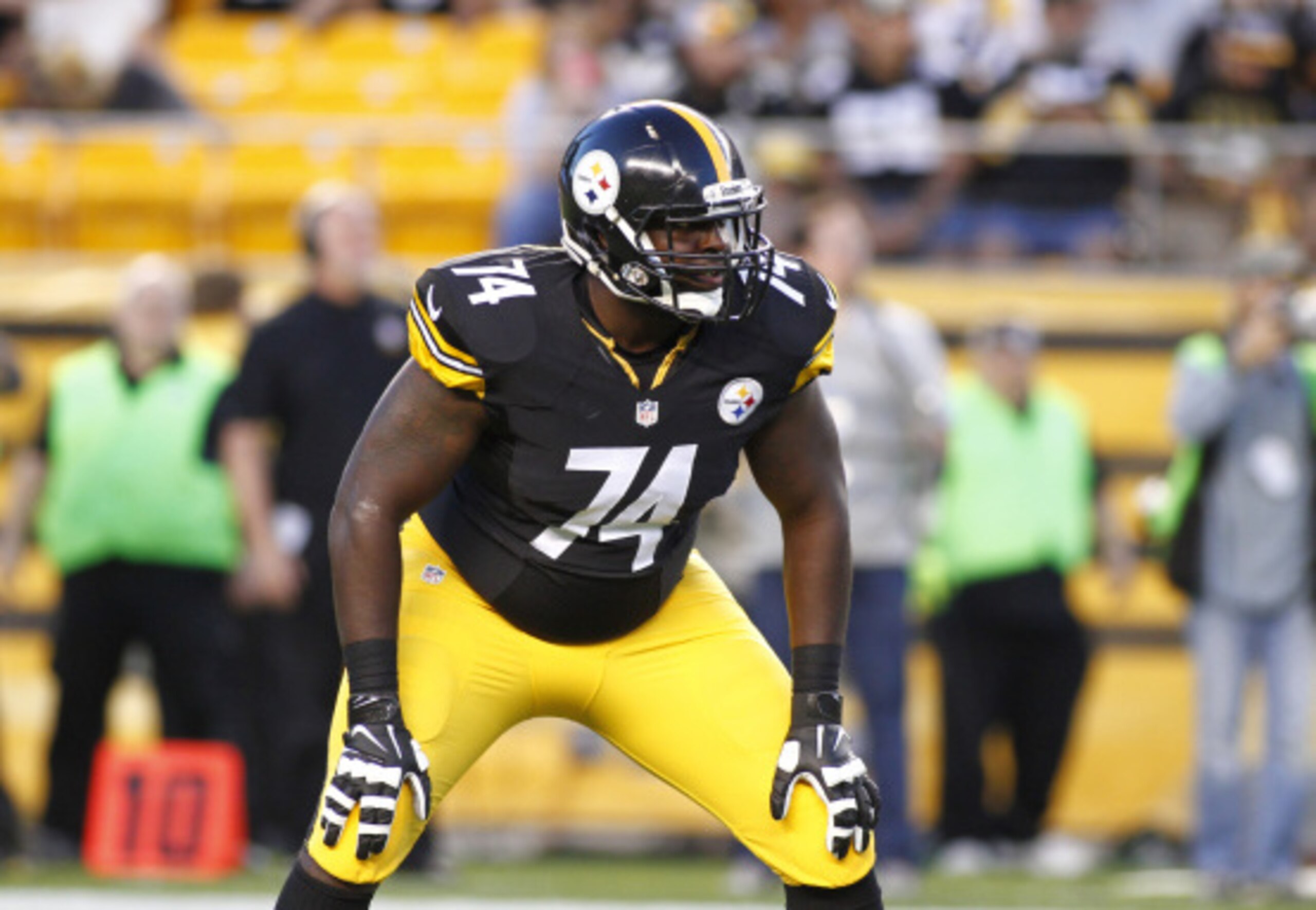 PITTSBURGH, PA - AUGUST 28: Daniel McCullers #74 of the Pittsburgh Steelers looks on during the second quarter of a game against the Carolina Panthers at Heinz Field on August 28, 2014 in Pittsburgh, Pennsylvania. (Photo by Justin K. Aller/Getty Images)