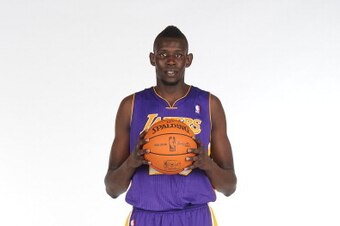 EL SEGUNDO, CA - JUNE 28:  Ater Majok of the Los Angeles Lakers poses for a picture at Toyota Sports Center on June 28, 2011 in El Segundo, California. NOTE TO USER: User expressly acknowledges and agrees that, by downloading and/or using this Photograph,