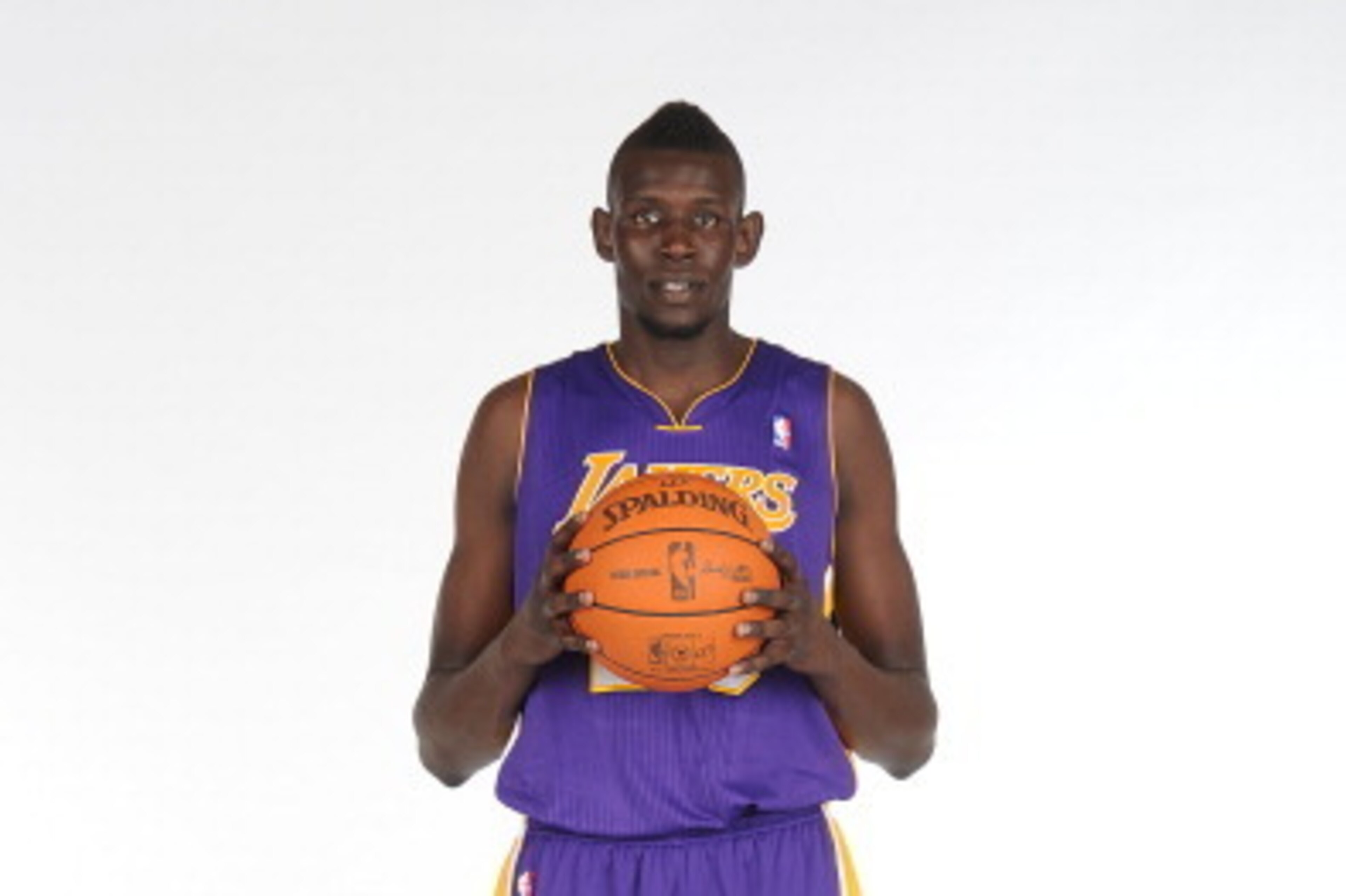 EL SEGUNDO, CA - JUNE 28: Ater Majok of the Los Angeles Lakers poses for a picture at Toyota Sports Center on June 28, 2011 in El Segundo, California. NOTE TO USER: User expressly acknowledges and agrees that, by downloading and/or using this Photograph, EL SEGUNDO, CA - JUNE 28: Ater Majok of the Los Angeles Lakers poses for a picture at Toyota Sports Center on June 28, 2011 in El Segundo, California. NOTE TO USER: User expressly acknowledges and agrees that, by downloading and/or using this Photograph,