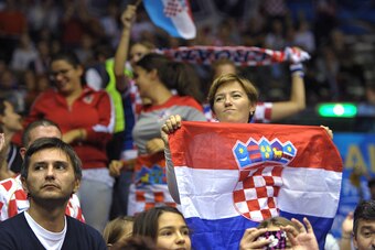 TRIESTE, ITALY - OCTOBER 04:  Croatia fans shows their support during the FIVB Women's World Championship pool E match between Croatia and Azerbaijan on October 4, 2014 in Trieste, Italy .  (Photo by Dino Panato/Getty Images for FIVB)
