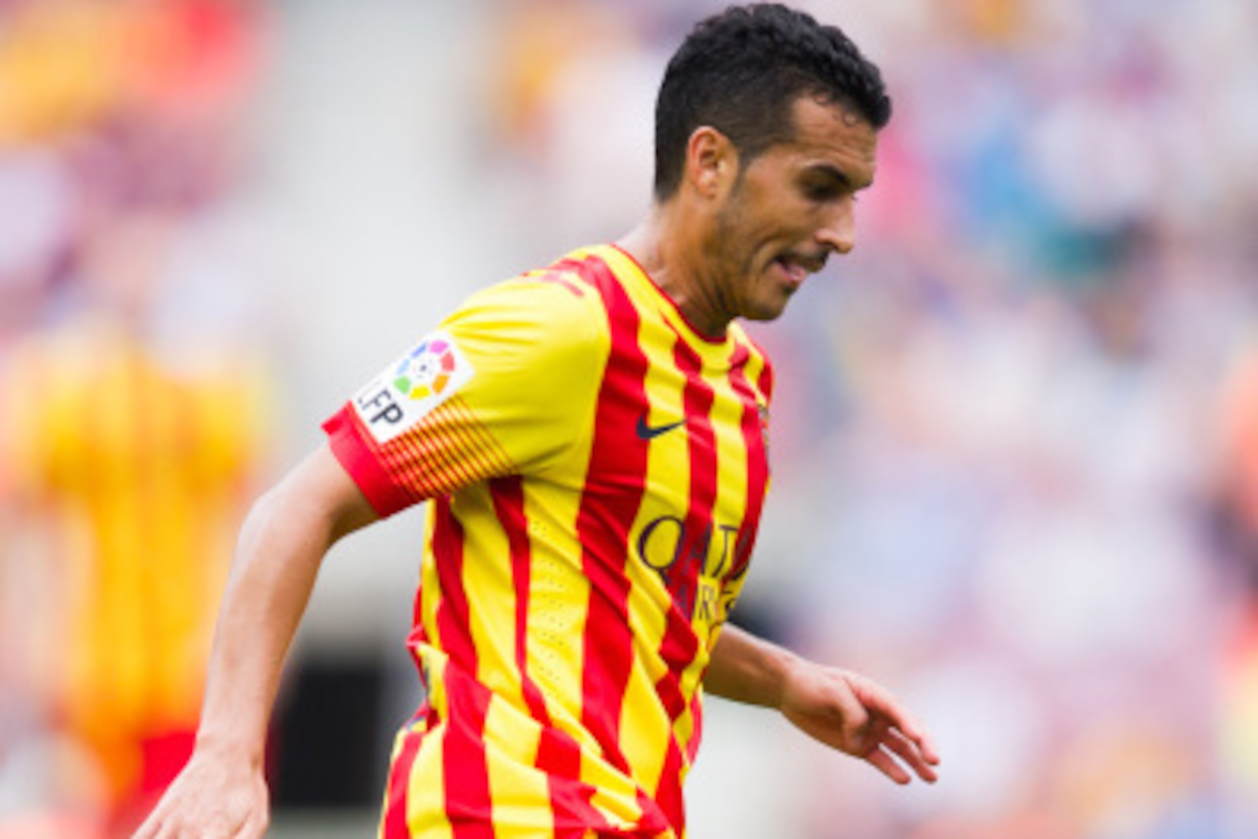 BARCELONA, SPAIN - SEPTEMBER 13: Pedro Rodriguez of FC Barcelona controls the ball during the La Liga match between FC Barcelona and Athletic Club at Camp Nou on September 13, 2014 in Barcelona, Spain. (Photo by Alex Caparros/Getty Images)