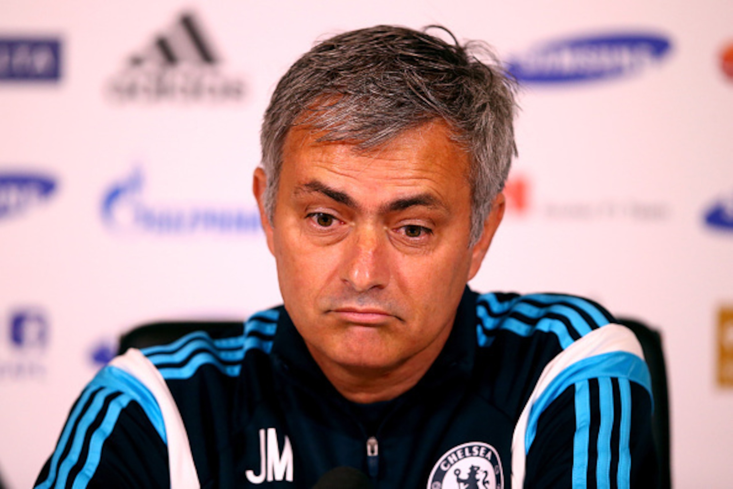 COBHAM, ENGLAND - NOVEMBER 07:  Manager Jose Mourinho of Chelsea attends a Chelsea Press Conference at Cobham Training Ground at Chelsea Training Ground on November 7, 2014 in Cobham, England.  (Photo by Clive Rose/Getty Images)