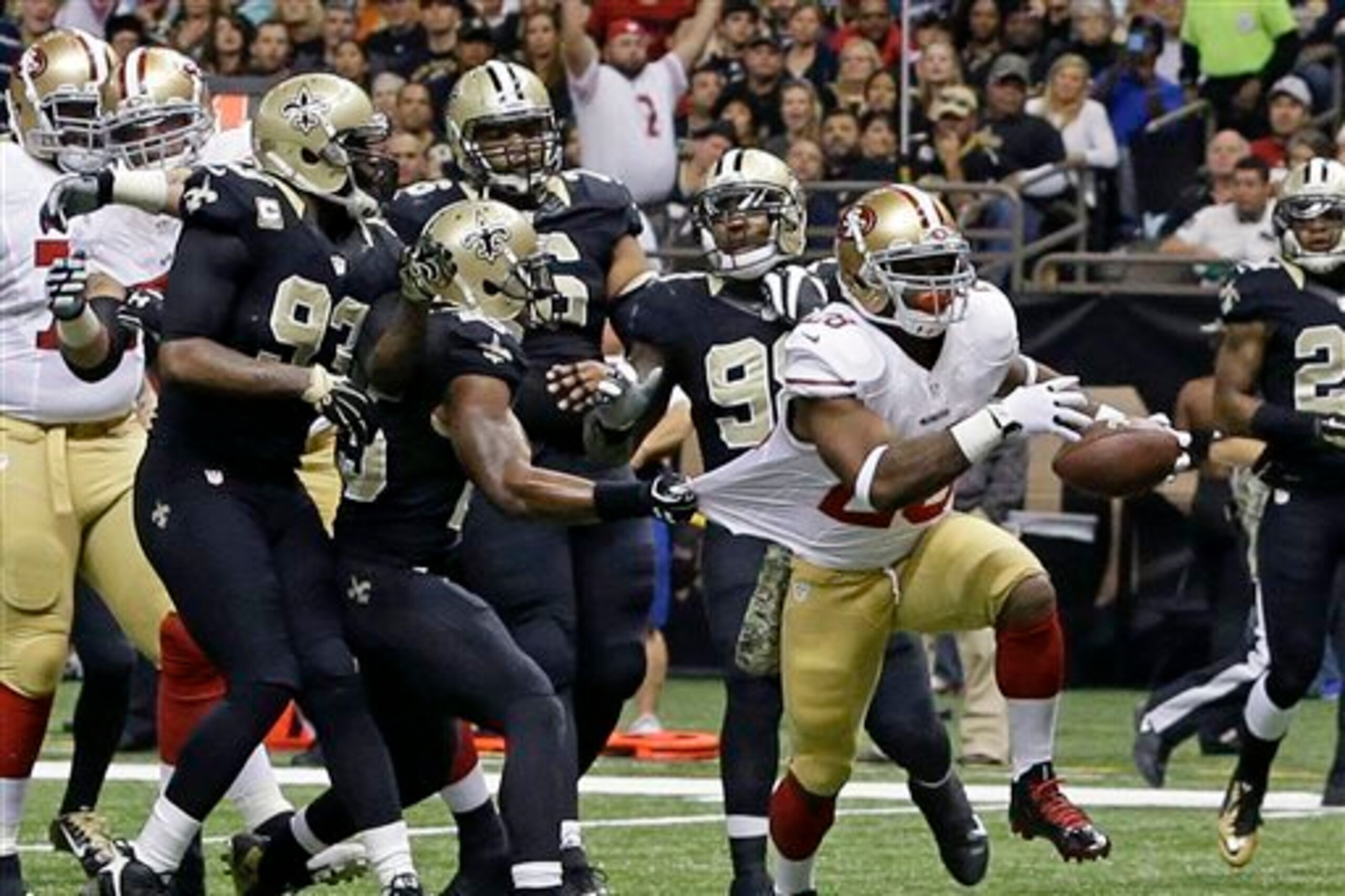 And to complete the three-headed beast, Carlos Hyde runs in his third touchdown of the season against the New Orleans Saints.