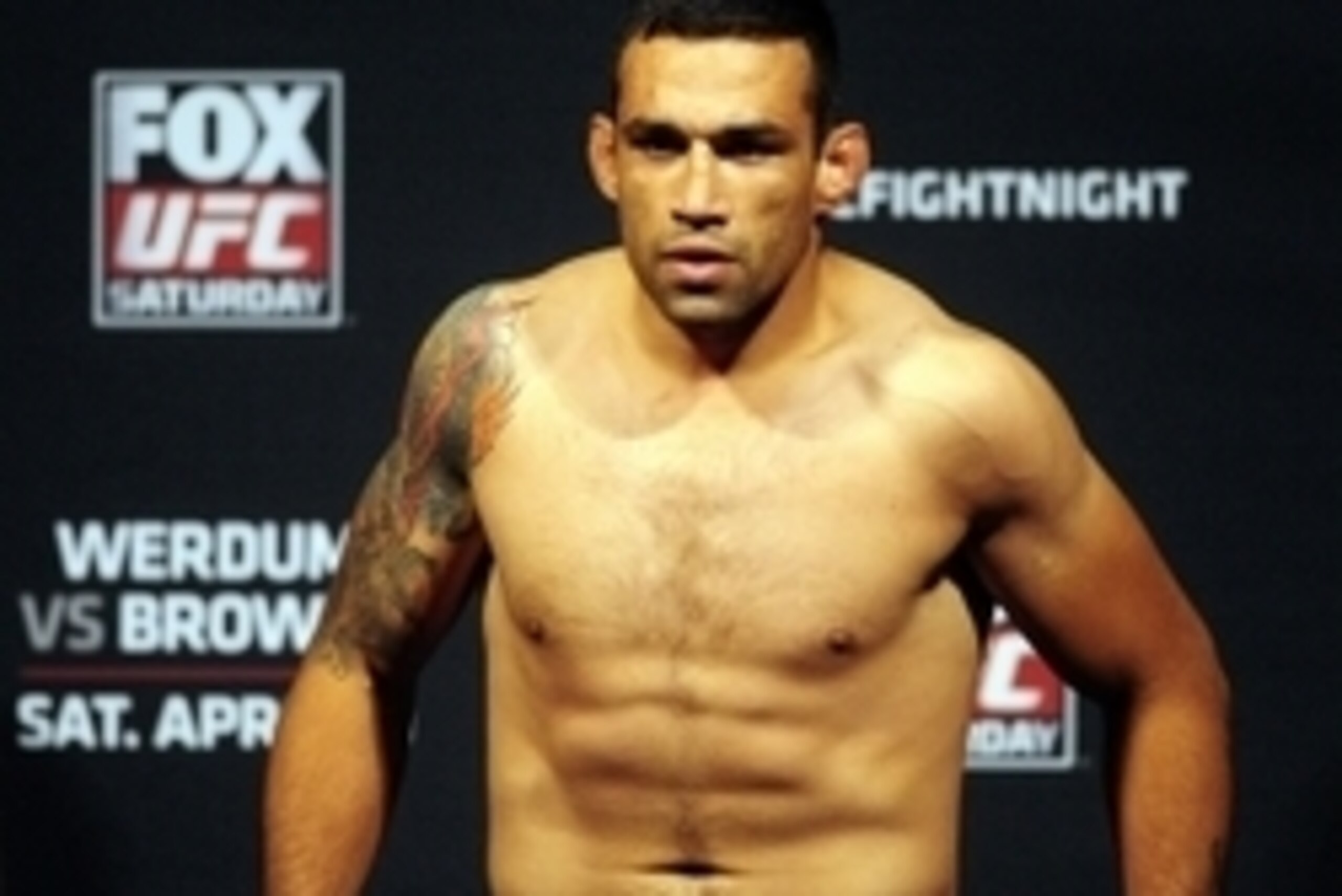 Apr 18, 2014; Orlando, FL, USA; Fabricio Werdum steps on the scale during a weigh-in for his heavyweight fight againTravis Browne for UFC on FOX 11 at Amway Center. Mandatory Credit: David Manning-USA TODAY Sports