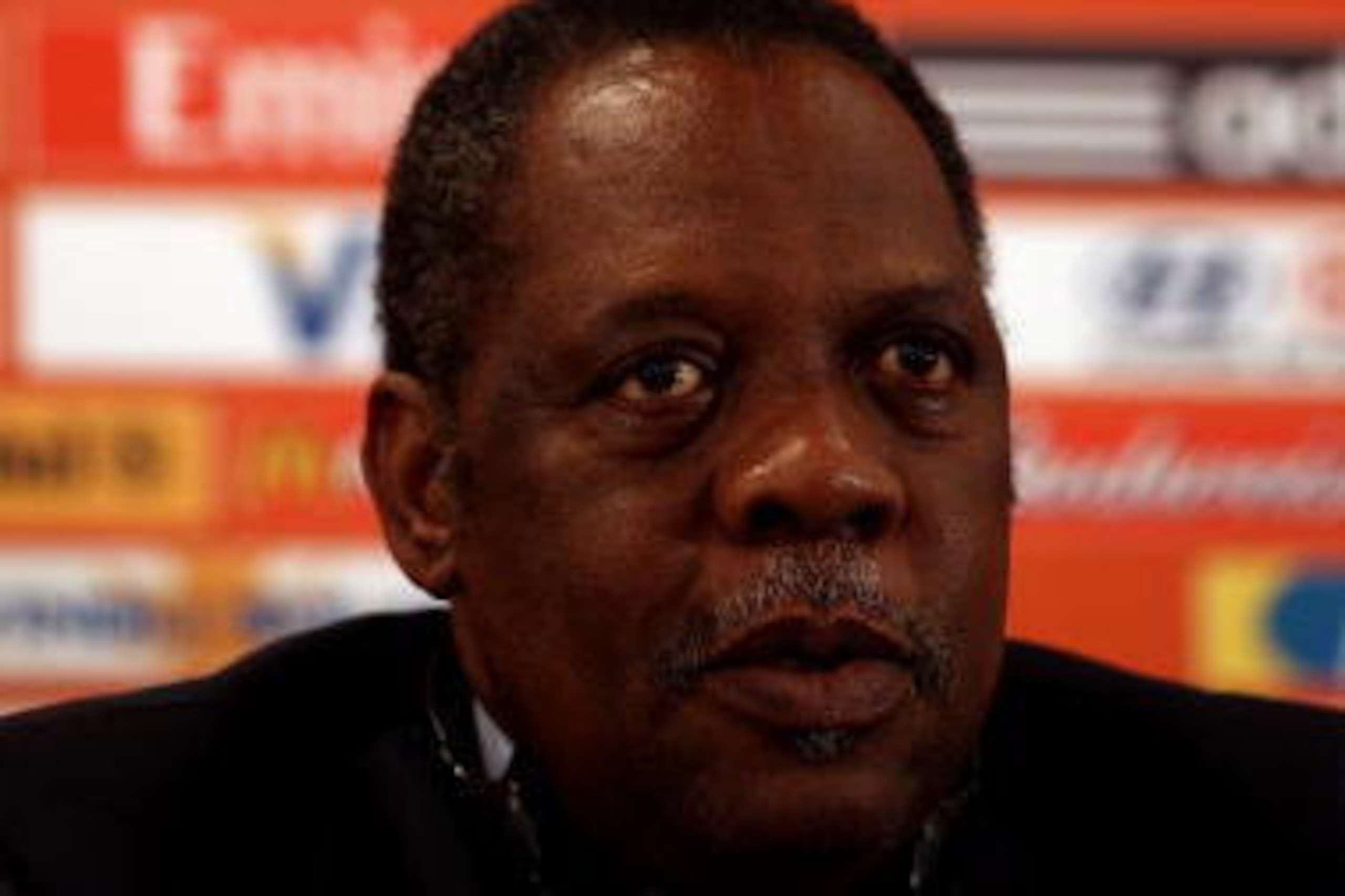 SANDTON, SOUTH AFRICA - JULY 08:  Chairman of the Organising Committee of the FIFA World Cup and FIFA Vice-President Issa Hayatou talks to the media during the FIFA Organising Committee Press Conference at the Sandton Sun Conference Centre on July 8, 2010