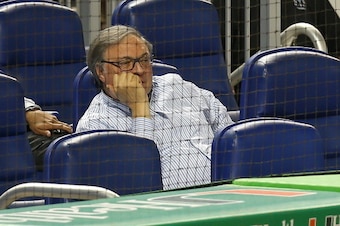 MIAMI, FL - MAY 20: Miami Marlins owner Jeffery Loria watches a game against the Philadelphia Phillies at Marlins Park on May 20, 2013 in Miami, Florida.  (Photo by Mike Ehrmann/Getty Images)
