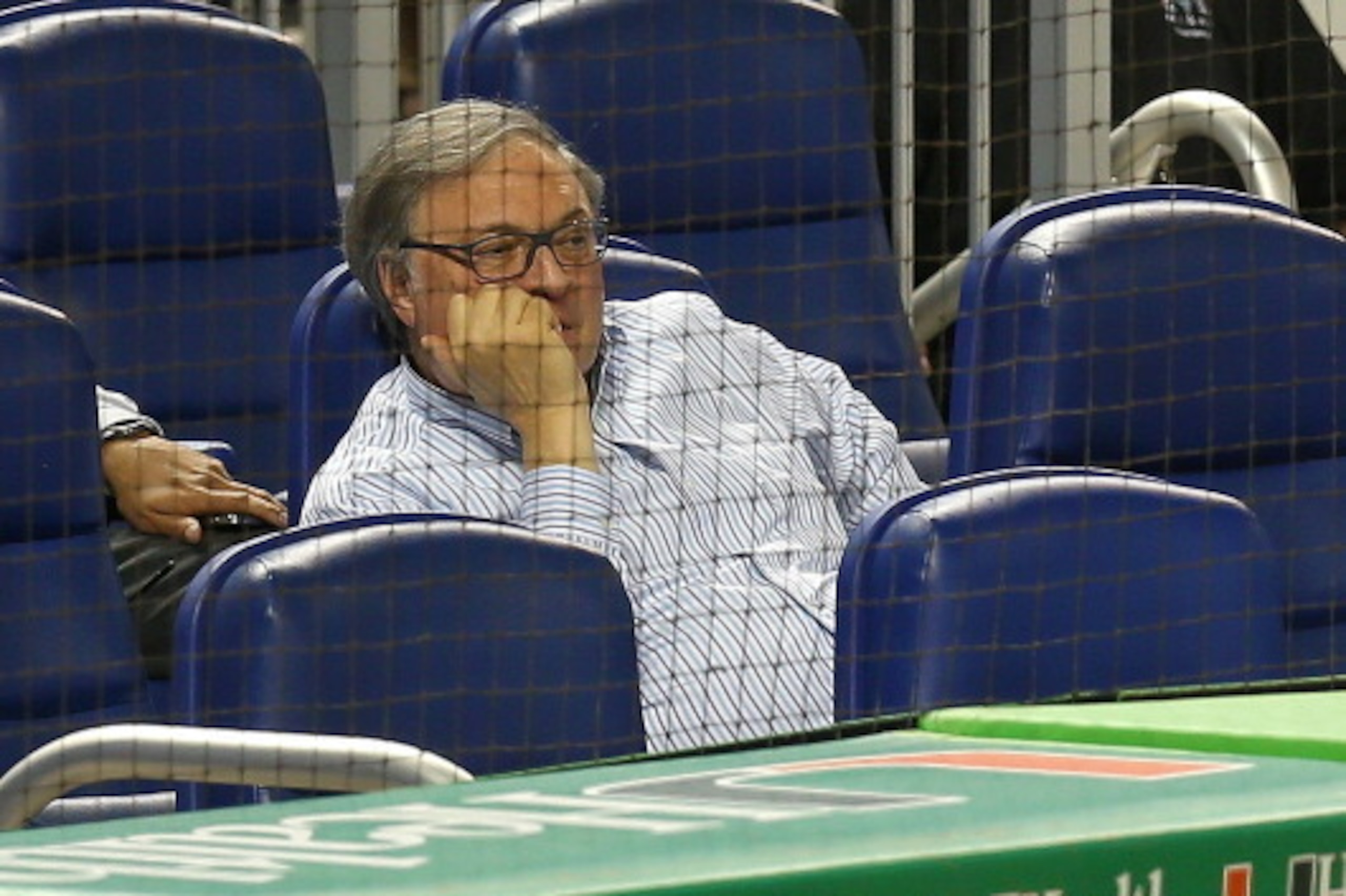 MIAMI, FL - MAY 20: Miami Marlins owner Jeffery Loria watches a game against the Philadelphia Phillies at Marlins Park on May 20, 2013 in Miami, Florida.  (Photo by Mike Ehrmann/Getty Images)