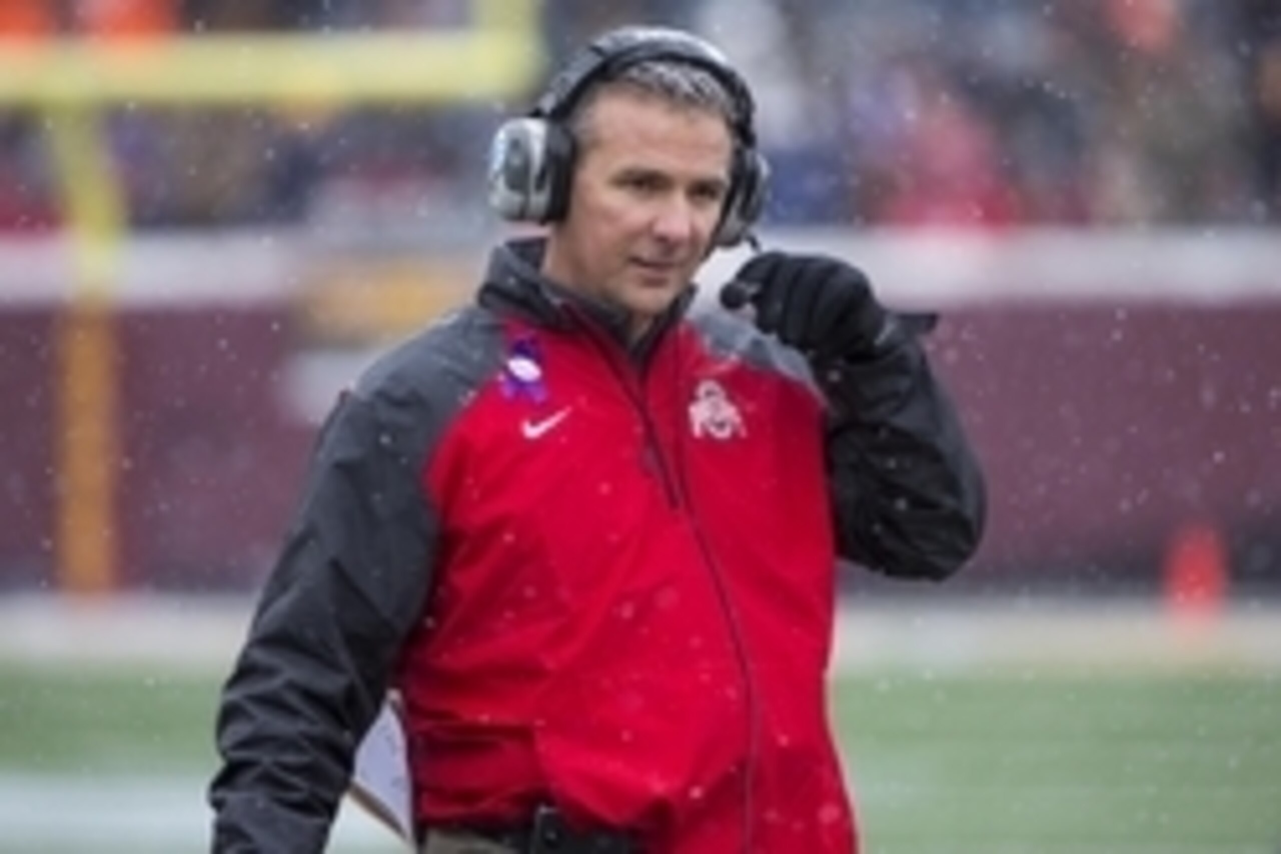 Nov 15, 2014; Minneapolis, MN, USA; Ohio State Buckeyes head coach Urban Meyer looks on during the first half against the Minnesota Golden Gophers at TCF Bank Stadium. Mandatory Credit: Jesse Johnson-USA TODAY Sports