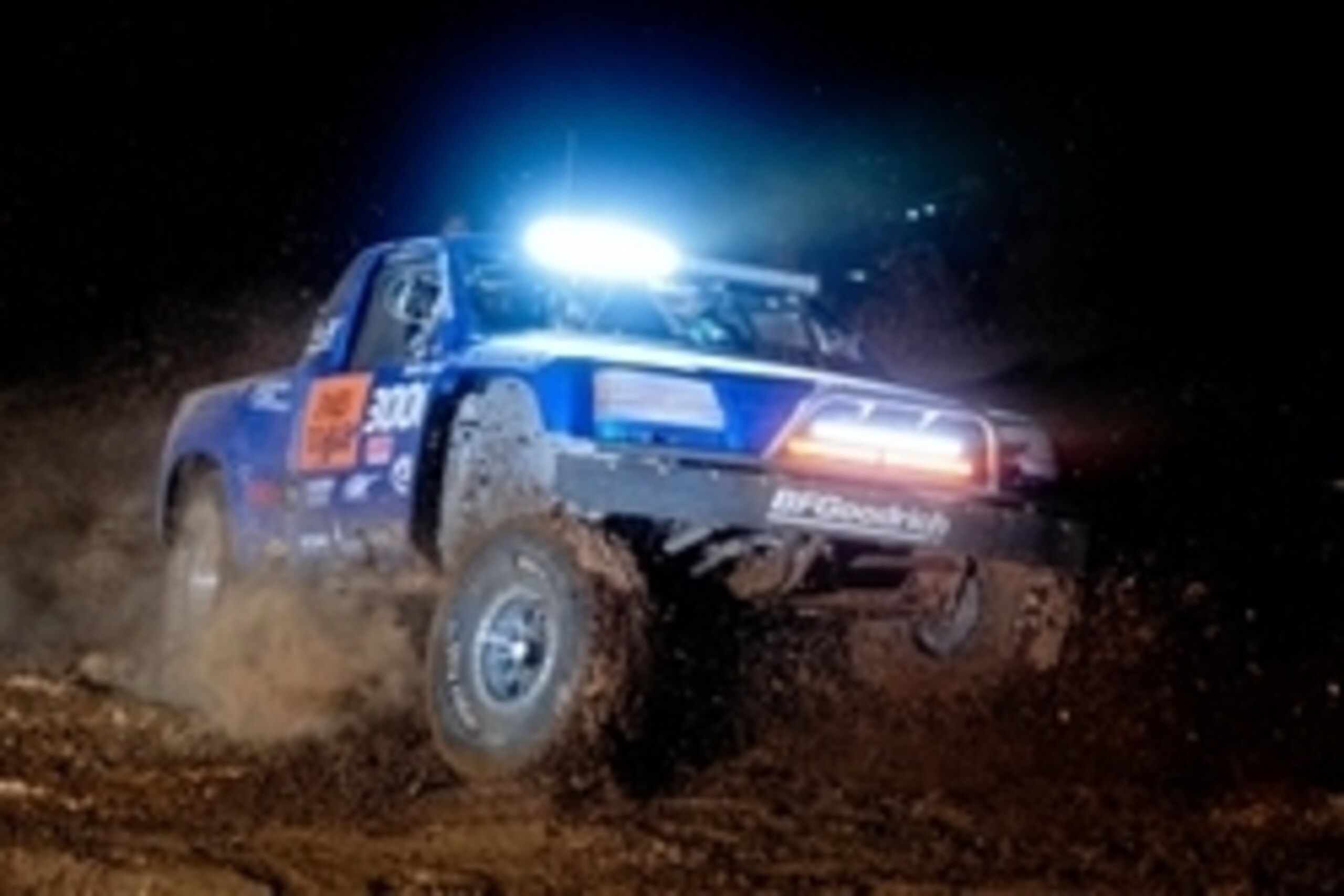 Nov 13, 2014; San Vicente, Baja California, Mexico; SCORE class 3000 driver Reid Rutherford races through a flooded silt bed during the Baja 1000. Mandatory Credit: Matt Kartozian-USA TODAY Sports