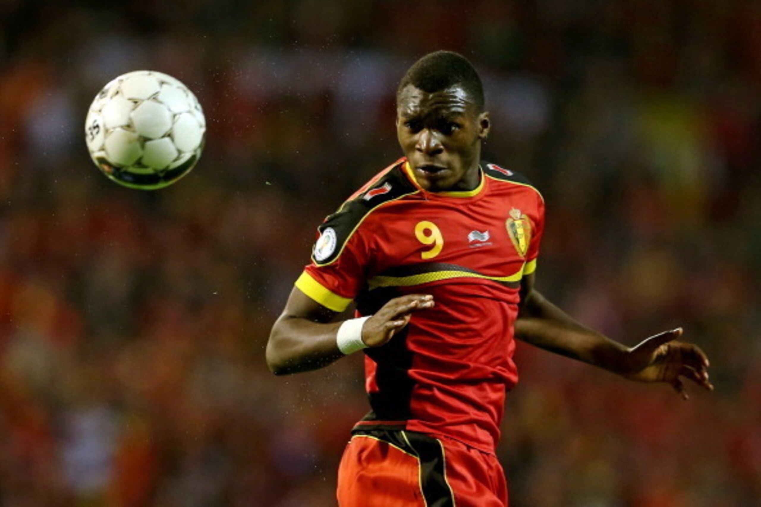 BRUSSELS, BELGIUM - OCTOBER 16:  Christian Benteke of Belgium in action during the FIFA 2012 World Cup Qualifier match between Belgium and Scotland on October 16, 2012 in Brussels, Belgium.  (Photo by Scott Heavey/Getty Images)
