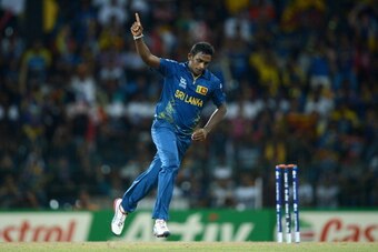 COLOMBO, SRI LANKA - OCTOBER 07:  Ajantha Mendis of Sri Lanka celebrates dismissing Kieron Pollard of the West Indies during the ICC World Twenty20 2012 Final between Sri Lanka and the West Indies at R. Premadasa Stadium on October 7, 2012 in Colombo, Sri