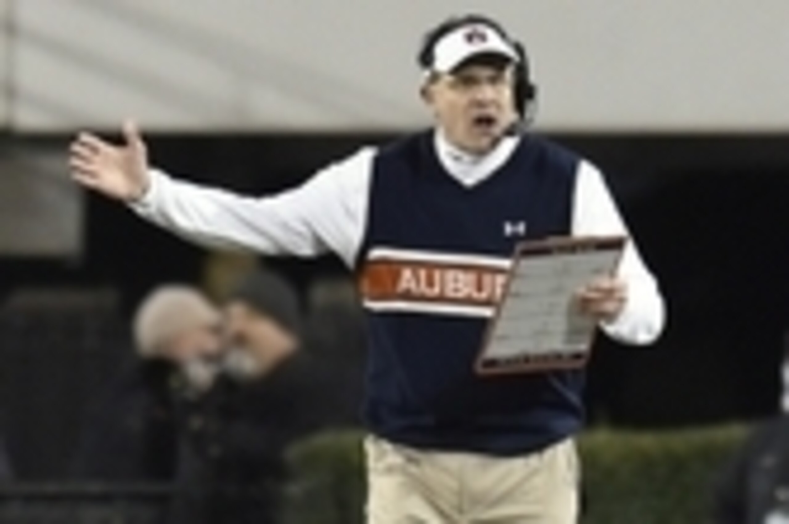 Nov 15, 2014; Athens, GA, USA; Auburn Tigers head coach Gus Malzahn reacts during the game against the Georgia Bulldogs at Sanford Stadium. Georgia defeated Auburn 34-7. Mandatory Credit: Dale Zanine-USA TODAY Sports