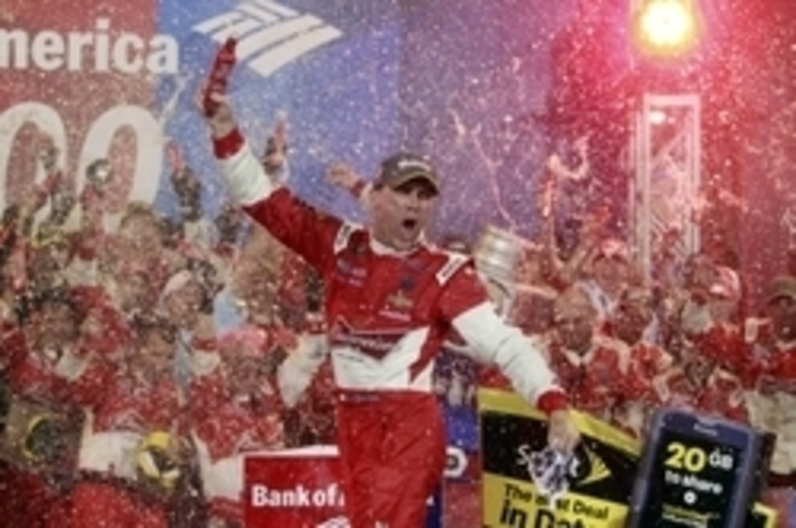Oct 11, 2014; Concord, NC, USA; Sprint Cup Series driver Kevin Harvick (4) celebrates in victory lane after winning after winning the Bank of America 500 at Charlotte Motor Speedway. Mandatory Credit: Peter Casey-USA TODAY Sports