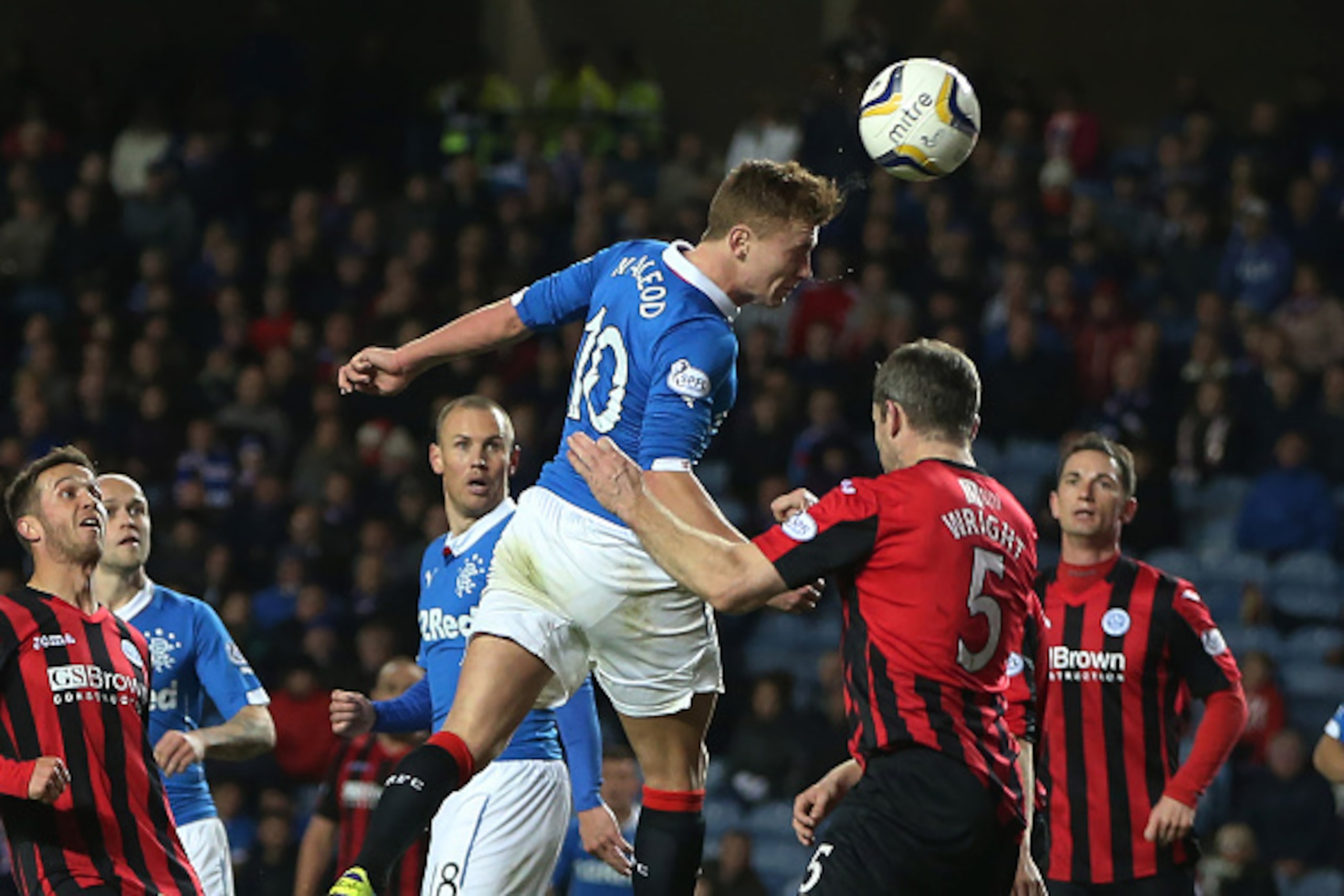 GLASGOW, SCOTLAND - OCTOBER 28:  Lewis MacLeod scores for Rangers during the Scottish League Cup Quarter final between Rangers and St Johnstoneat Ibrox Stadium on October 28, 2014 in Glasgow, Scotland. (Photo by Ian MacNicol/Getty Images)