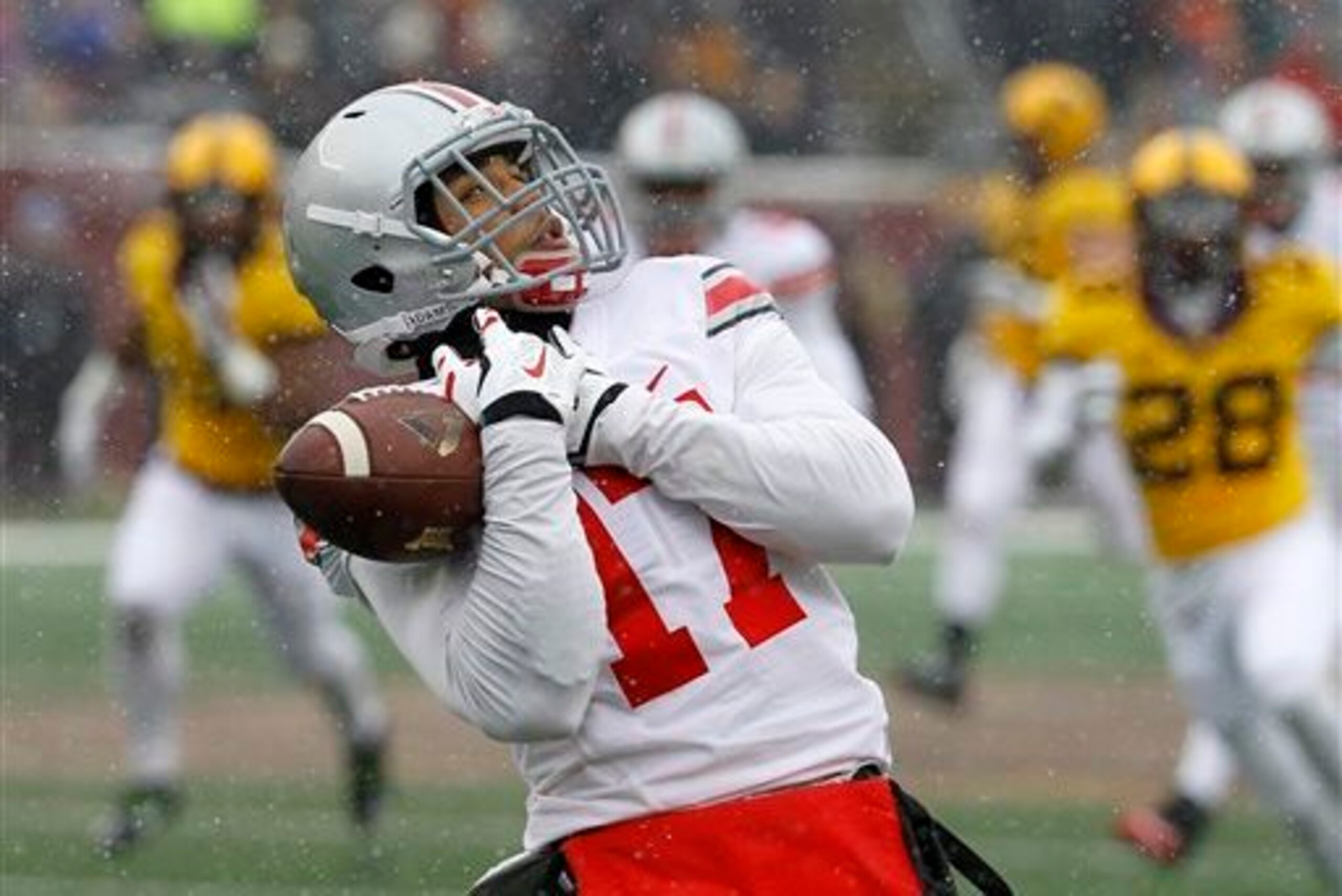 Jalin Marshall had an uneven performance against Minnesota, piling up 107 total yards and a touchdown while losing two fumbles.