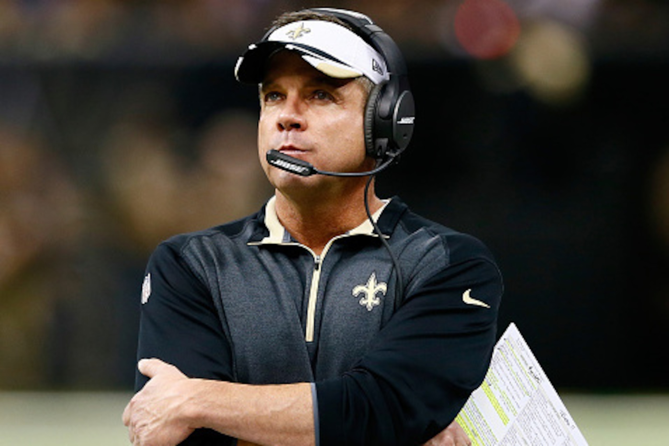 NEW ORLEANS, LA - NOVEMBER 16:  Head coach Sean Payton of the New Orleans Saints looks on during the first quarter against the Cincinnati Bengals at Mercedes-Benz Superdome on November 16, 2014 in New Orleans, Louisiana.  (Photo by Kevin C. Cox/Getty Imag