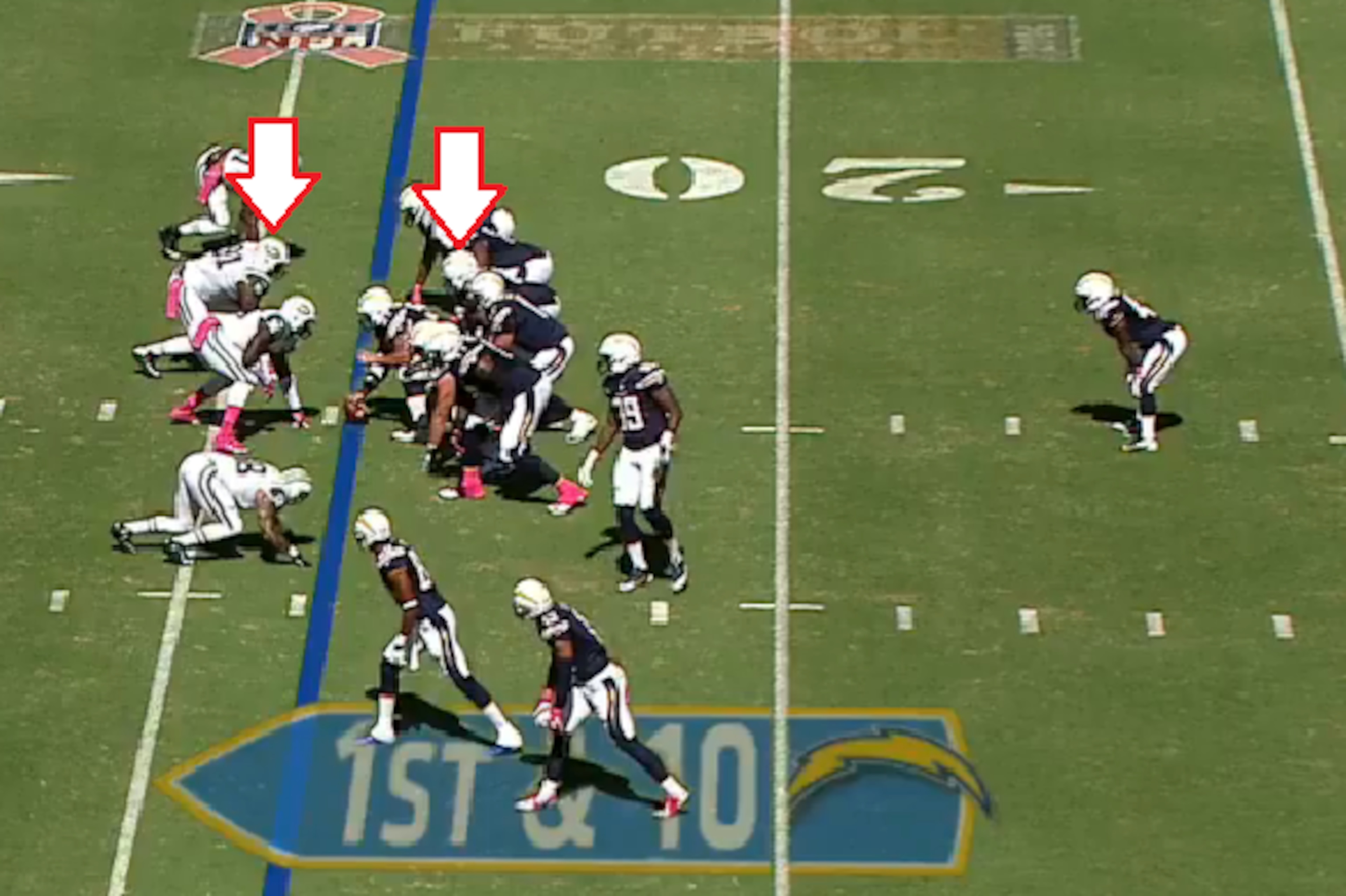Troutman, the right guard, faces Jets lineman Sheldon Richardson.