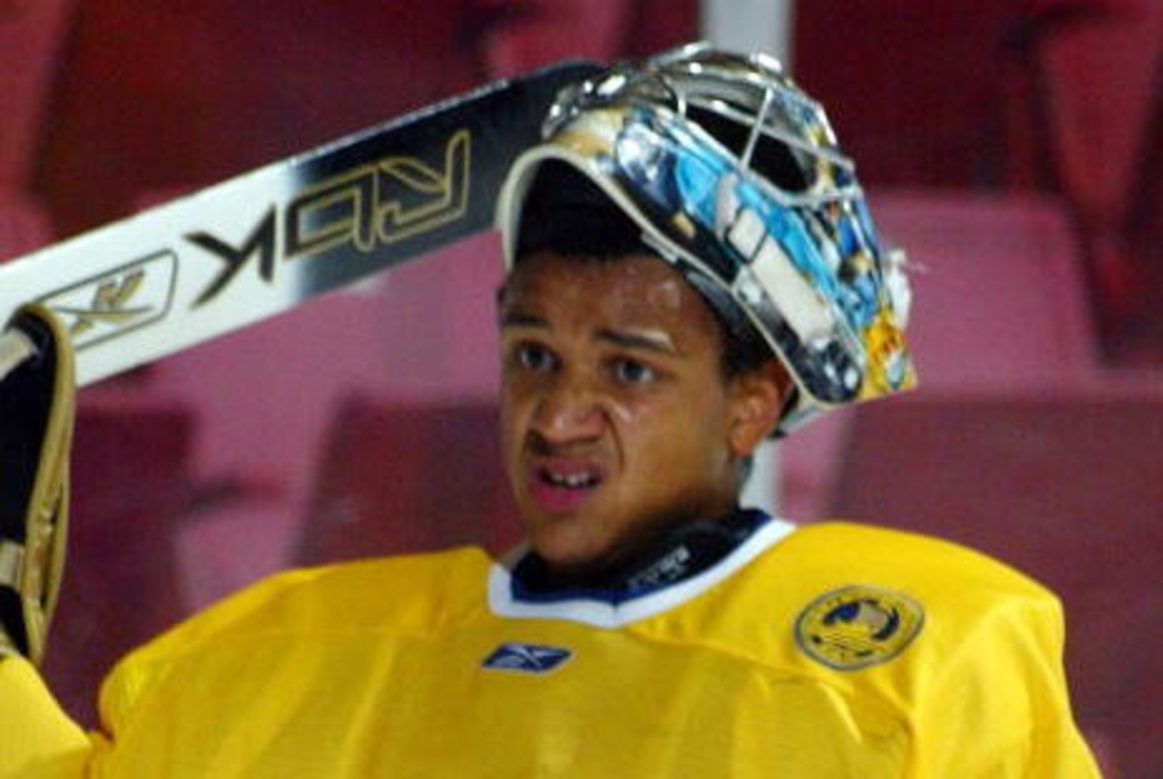 LAKE PLACID, NY - AUGUST 08: Mark Owuya #30 of Team Sweden prepares to tend net against Team USA at the USA Hockey National Junior Evaluation Camp on August 8, 2008 at the Olympic Center in Lake Placid, New York. (Photo by Bruce Bennett/Getty Images) LAKE PLACID, NY - AUGUST 08: Mark Owuya #30 of Team Sweden prepares to tend net against Team USA at the USA Hockey National Junior Evaluation Camp on August 8, 2008 at the Olympic Center in Lake Placid, New York. (Photo by Bruce Bennett/Getty Images)