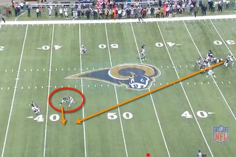 Harris (circled) gives excellent coverage every week