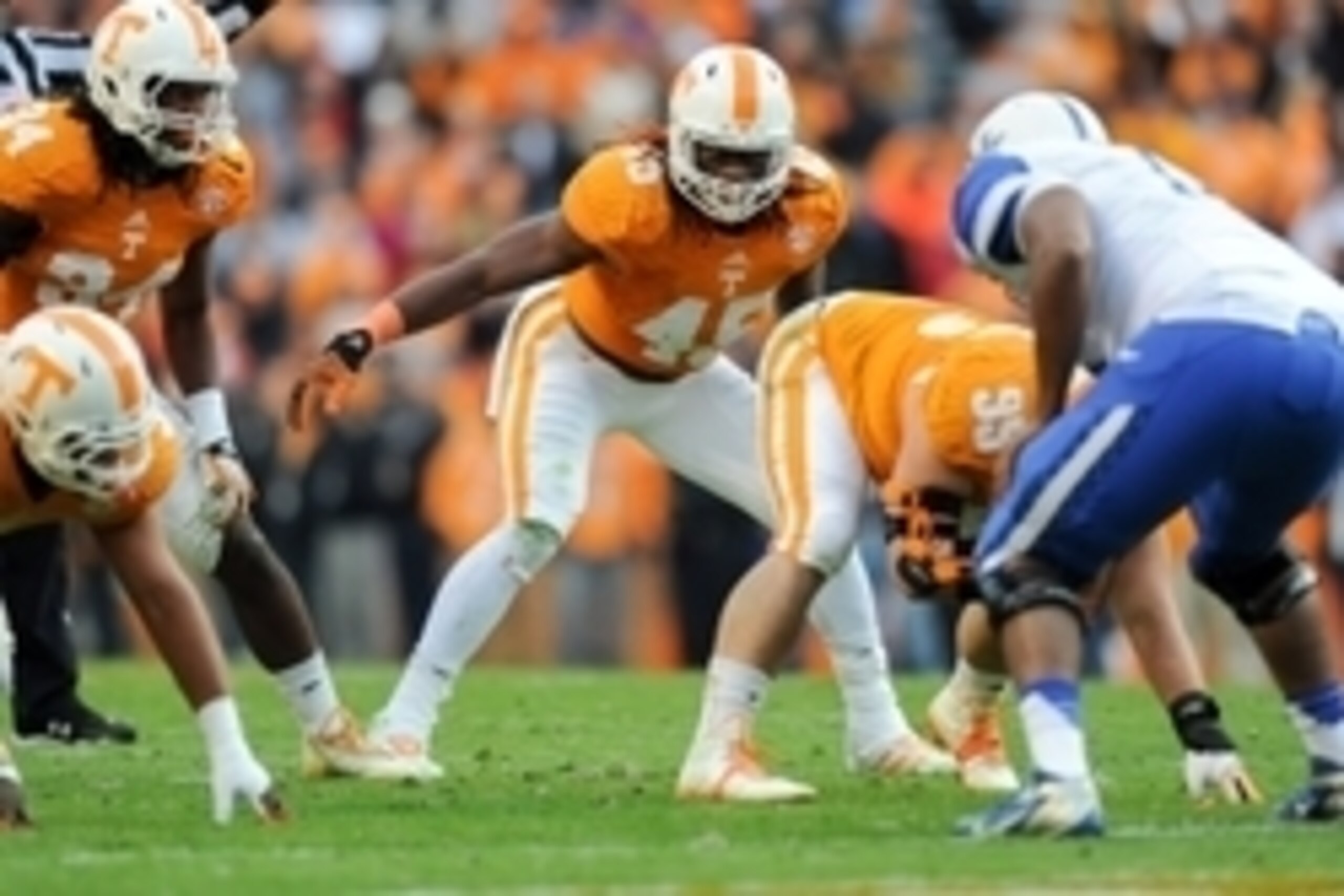 Nov 15, 2014; Knoxville, TN, USA; Tennessee Volunteers linebacker A.J. Johnson (45) during the first half against the Kentucky Wildcats at Neyland Stadium. Mandatory Credit: Randy Sartin-USA TODAY Sports