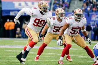 Aldon Smith (left) and Chris Borland (center) have helped reinforce a banged-up 49ers linebacker group.