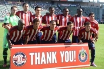 Oct 26, 2014; Carson, CA, USA; Chivas USA starting line up before the start of the game against the San Jose Earthquakes at StubHub Center. Mandatory Credit: Jayne Kamin-Oncea-USA TODAY Sports