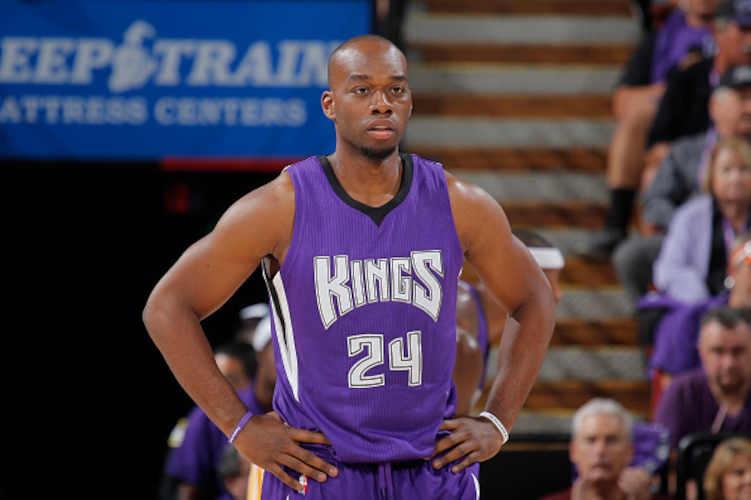 SACRAMENTO, CA - OCTOBER 29: Carl Landry #24 of the Sacramento Kings stands on the court during the game against the Golden State Warriors on October 29, 2014 at Sleep Train Arena in Sacramento, California. NOTE TO USER: User expressly acknowledges and ag