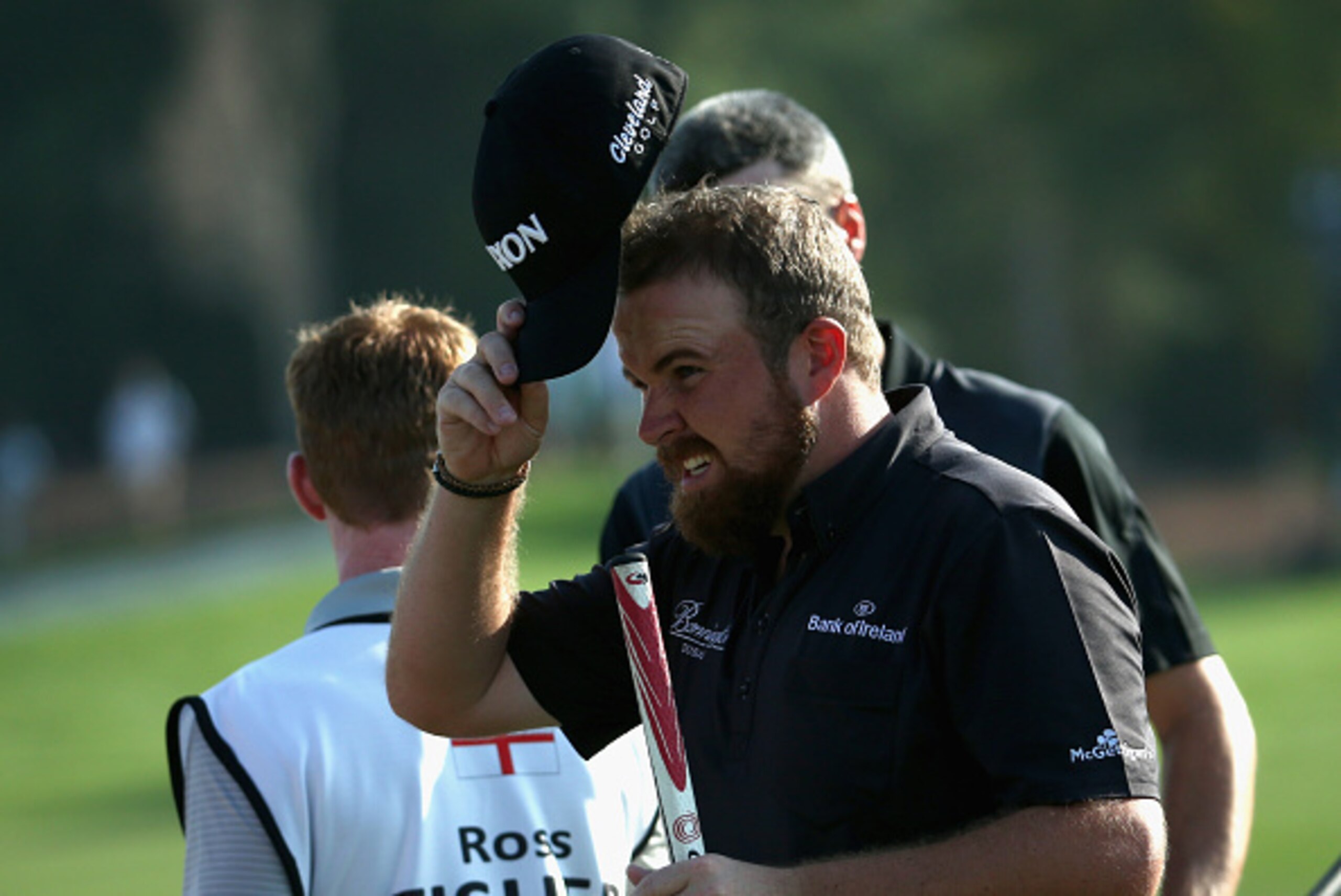 DUBAI, UNITED ARAB EMIRATES - NOVEMBER 20:  Shane Lowry of Ireland acknowledges the crowd on the 18th green during the first round of the 2014 DP World Tour Championship at Jumeirah Golf Estates on November 20, 2014 in Dubai, United Arab Emirates.  (Photo