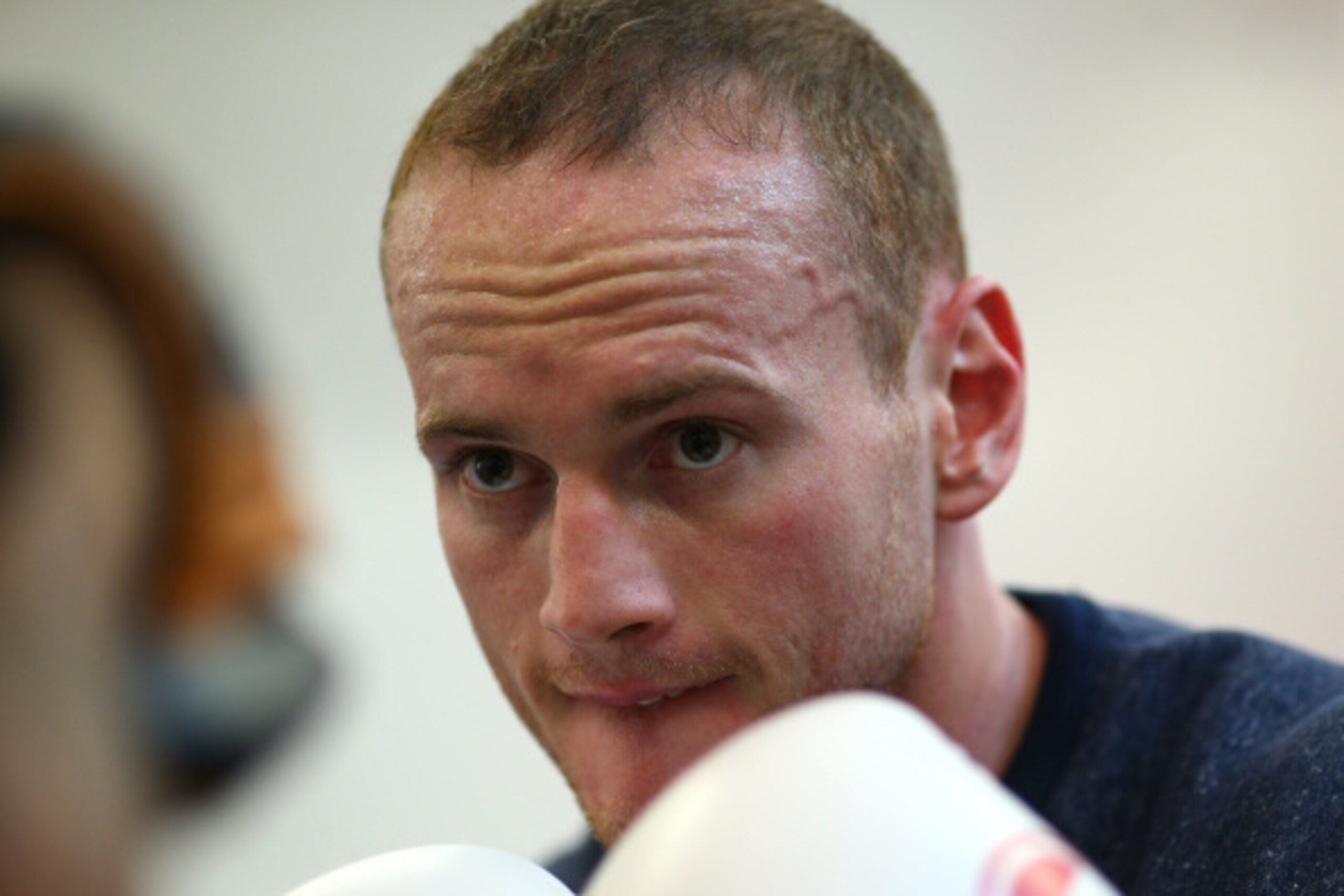 LONDON, ENGLAND - SEPTEMBER 16: George Groves carries out some light pad work during the George Groves media work out on September 16, 2014 in London, England. (Photo by Charlie Crowhurst/Getty Images)