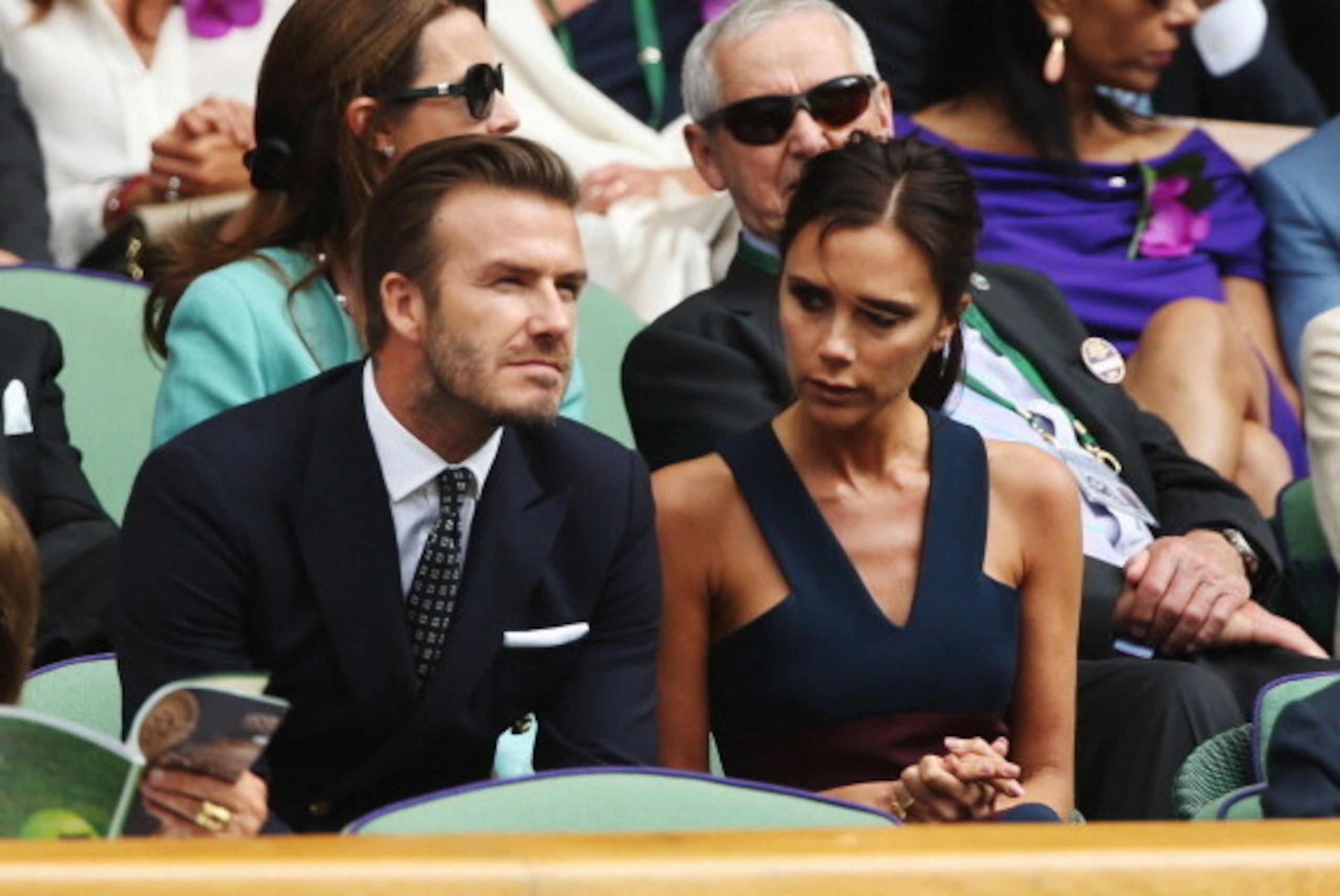 LONDON, ENGLAND - JULY 06: David Beckham and Victoria Beckham in the Royal Box on Centre Court before the Gentlemen's Singles Final match between Roger Federer of Switzerland and Novak Djokovic of Serbia on day thirteen of the Wimbledon Lawn Tennis Champ LONDON, ENGLAND - JULY 06: David Beckham and Victoria Beckham in the Royal Box on Centre Court before the Gentlemen's Singles Final match between Roger Federer of Switzerland and Novak Djokovic of Serbia on day thirteen of the Wimbledon Lawn Tennis Champ