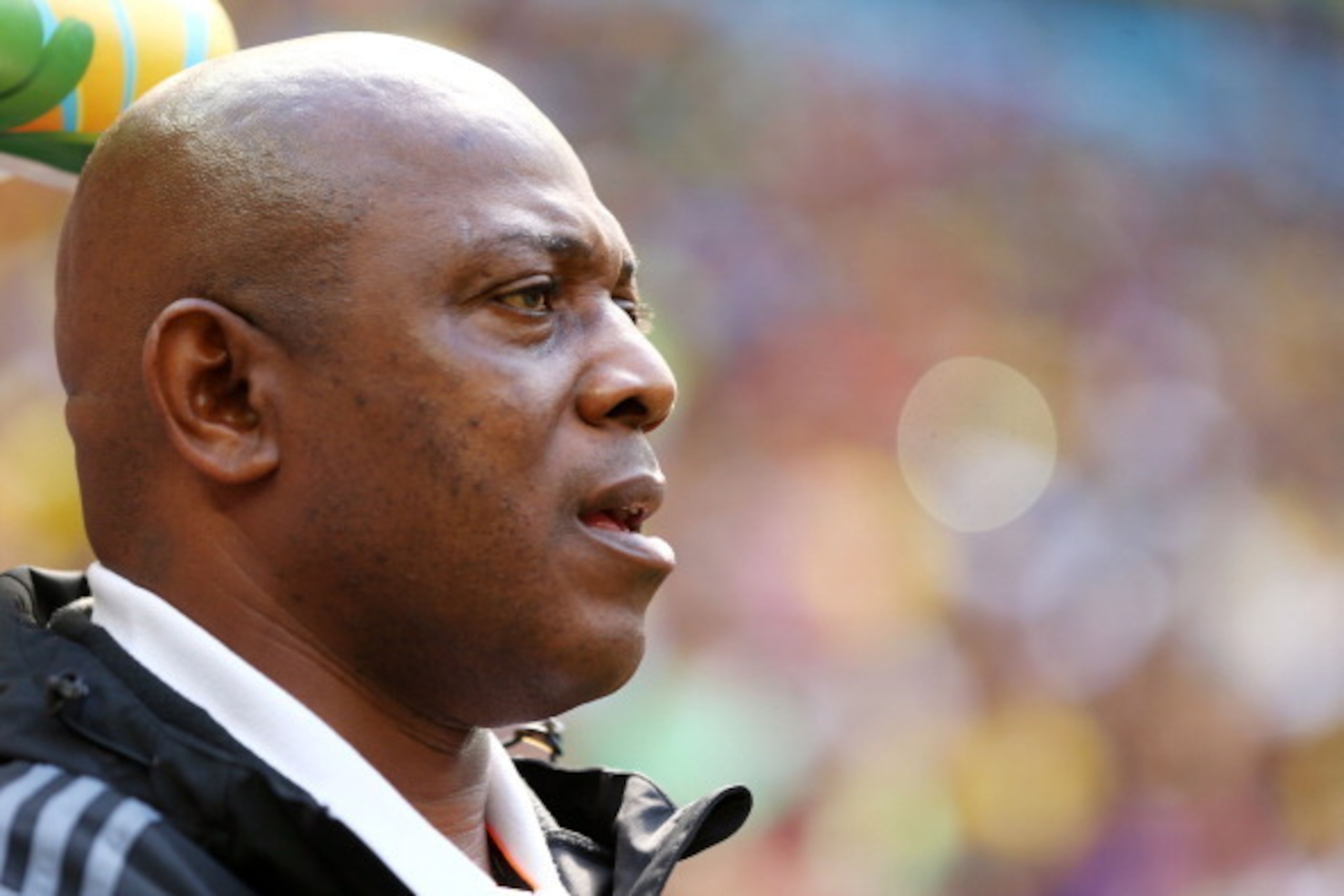 BRASILIA, BRAZIL - JUNE 30:  Head coach Stephen Keshi of Nigeria looks on during the 2014 FIFA World Cup Brazil Round of 16 match between France and Nigeria at Estadio Nacional on June 30, 2014 in Brasilia, Brazil.  (Photo by Jeff Gross/Getty Images)